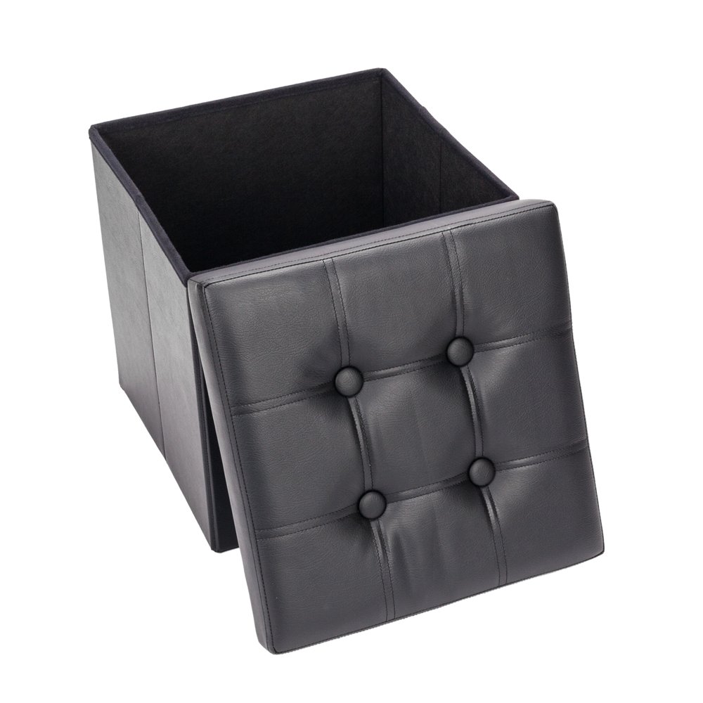 Faux Leather Storage Ottoman Bench with Shoe Storage - Foldable Foot Rest Stool, Multi-Functional Ottoman Cube for Living Room, Bedroom & Entryway - Perfect for Shoes, Blankets & Home Organization