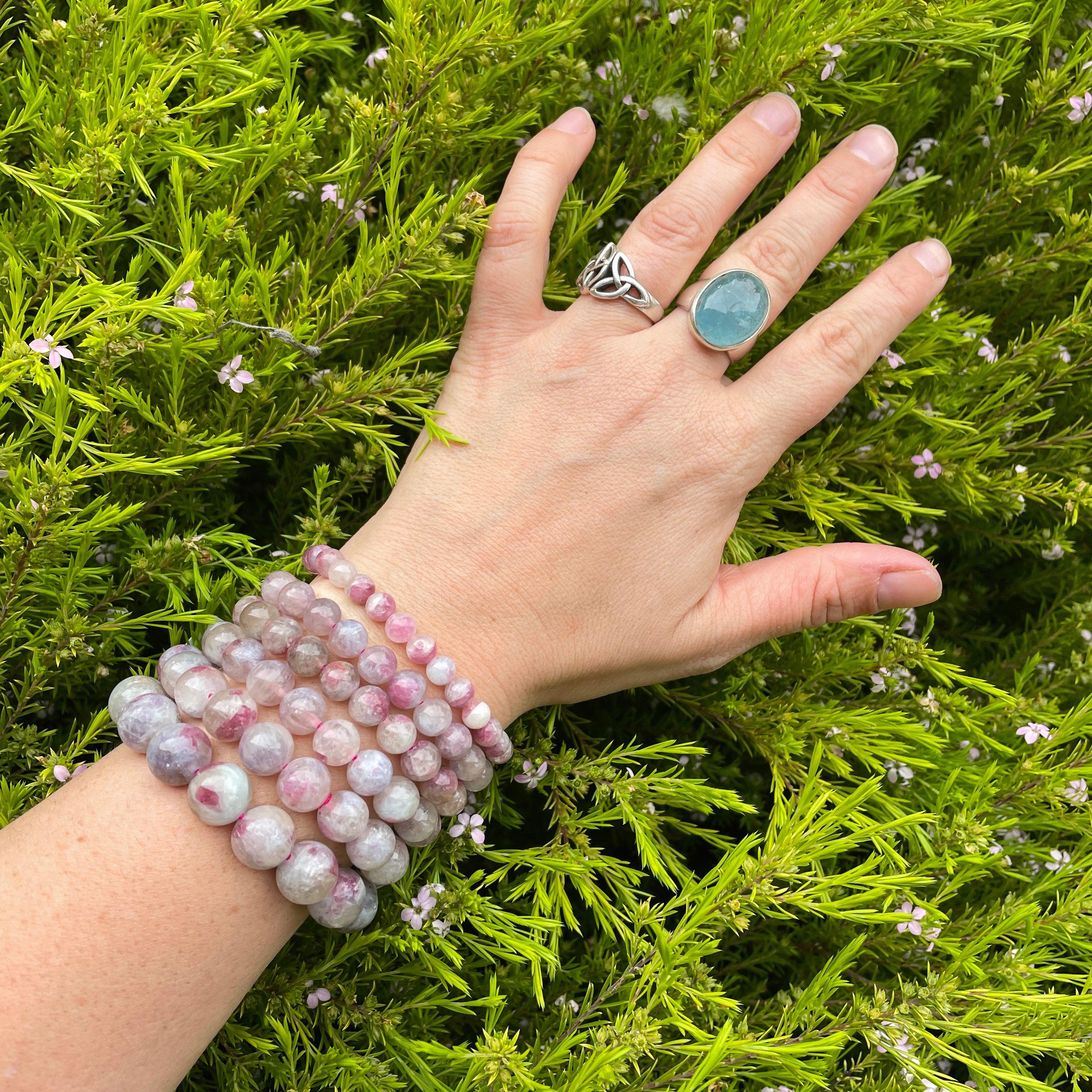 Pegmatite Unicorn Stone Bracelet with Pink Tourmaline, Lepidolite & Quartz - Healing Crystal Jewelry for Stress Relief & Positive Energy - Perfect for Meditation, Yoga & Spiritual Gifts