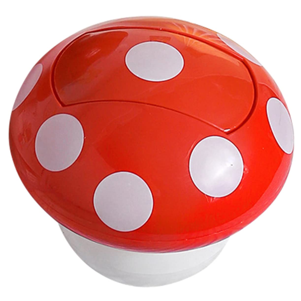 Mushroom Shaped Desk Trash Can - Small Decorative Waste Basket with Lid for Office & Home - Cute Red Garbage Bin for Desk, Bedroom, Dorm Room, Kids Room