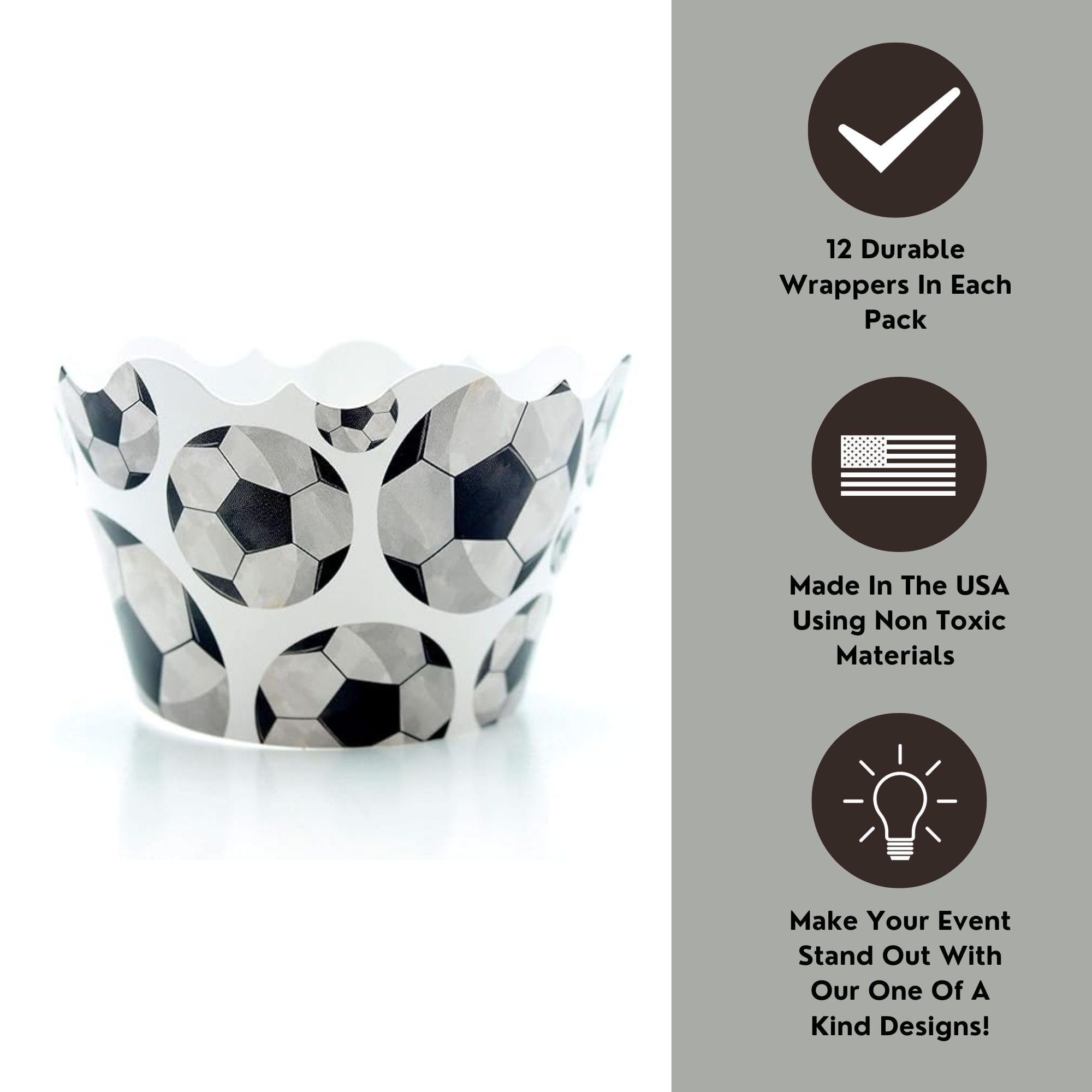 Soccer Birthday Party Cupcake Wrappers - 12 Pack Football Themed Cupcake Decorations for Boys & Girls Birthday Parties | Perfect for Soccer Ball Themed Celebrations, Team Treats & Sports Party Favors