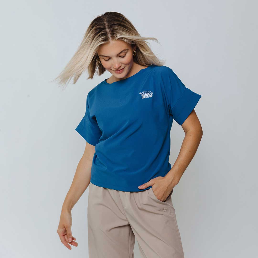 BYU Boss Tee - Royal Blue Cotton T-Shirt for Men | Casual Wear & Street Style | Perfect for Everyday Outfits, Work & Social Events