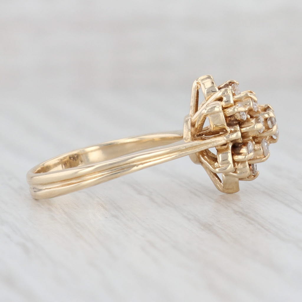 0.47ctw Diamond Cluster Flower Ring 14k Yellow Gold Size 6.75 - Elegant Engagement Ring for Women, Wedding Proposal, Anniversary Gift, Valentine's Day Present