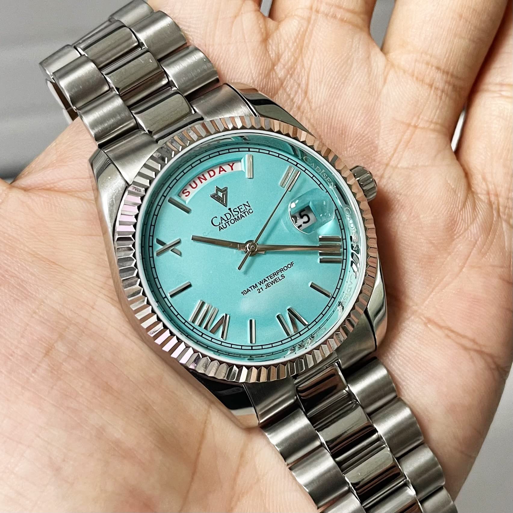 CADISEN Men's Automatic Mechanical Watch with MIYOTA 8285 Movement, Sapphire Crystal, 50M Waterproof - Perfect for Business, Casual & Outdoor Activities