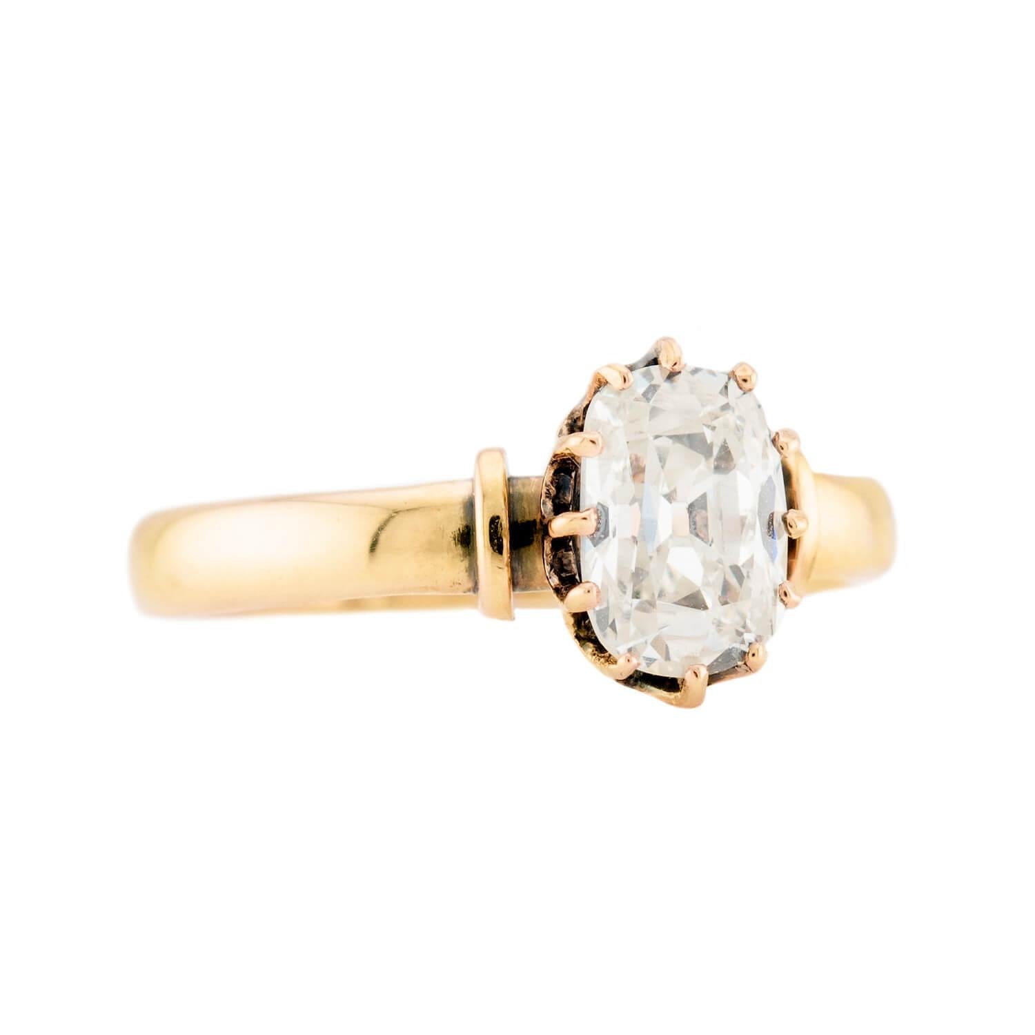 Victorian Style 18k Gold GIA Certified Diamond Engagement Ring - 1.06 Carat Solitaire for Wedding Proposal & Anniversary Gift