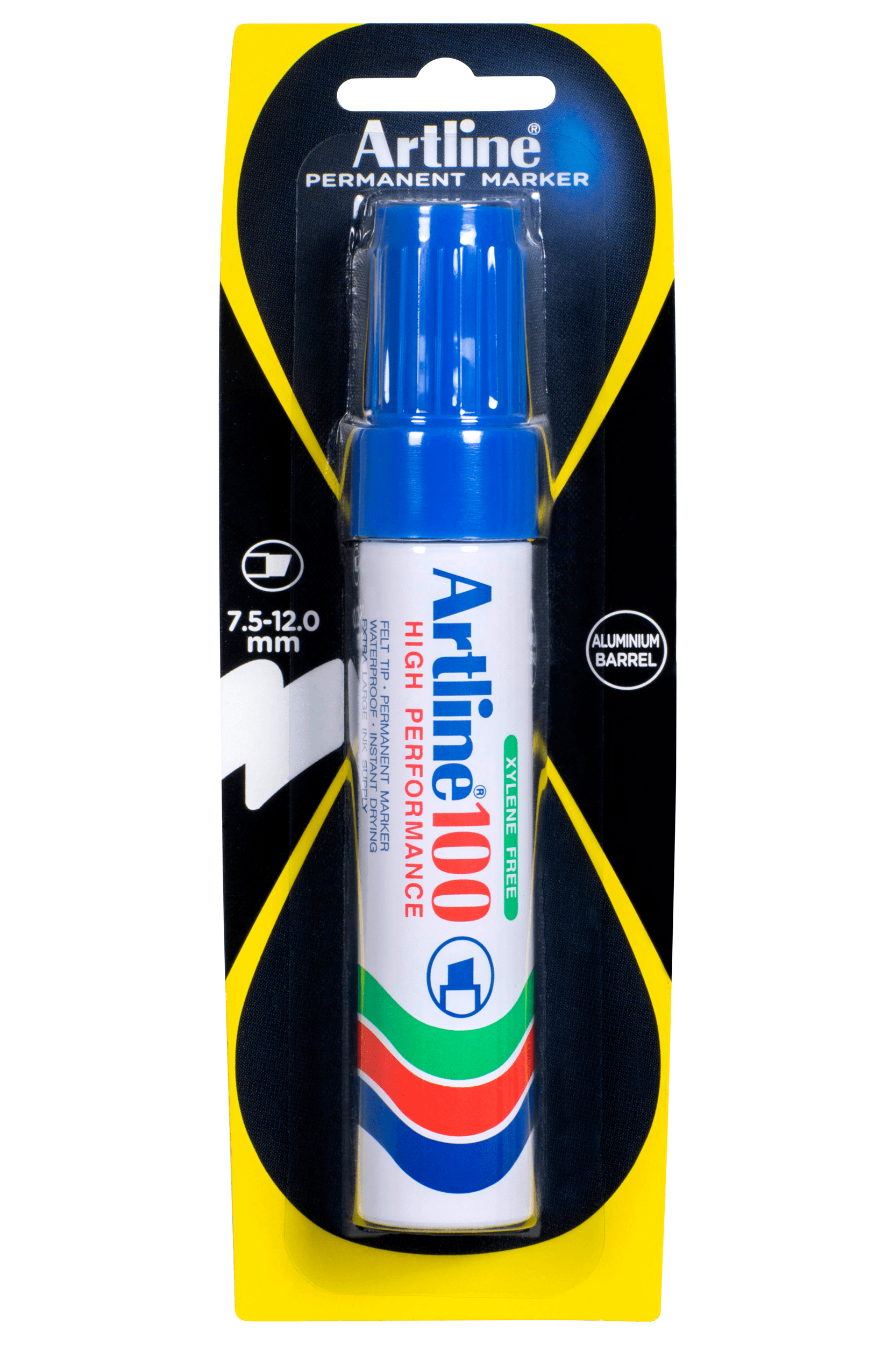 Artline 100 Permanent Marker - Chisel Tip, Blue Ink - Ideal for Labeling, Crafting & Office Use