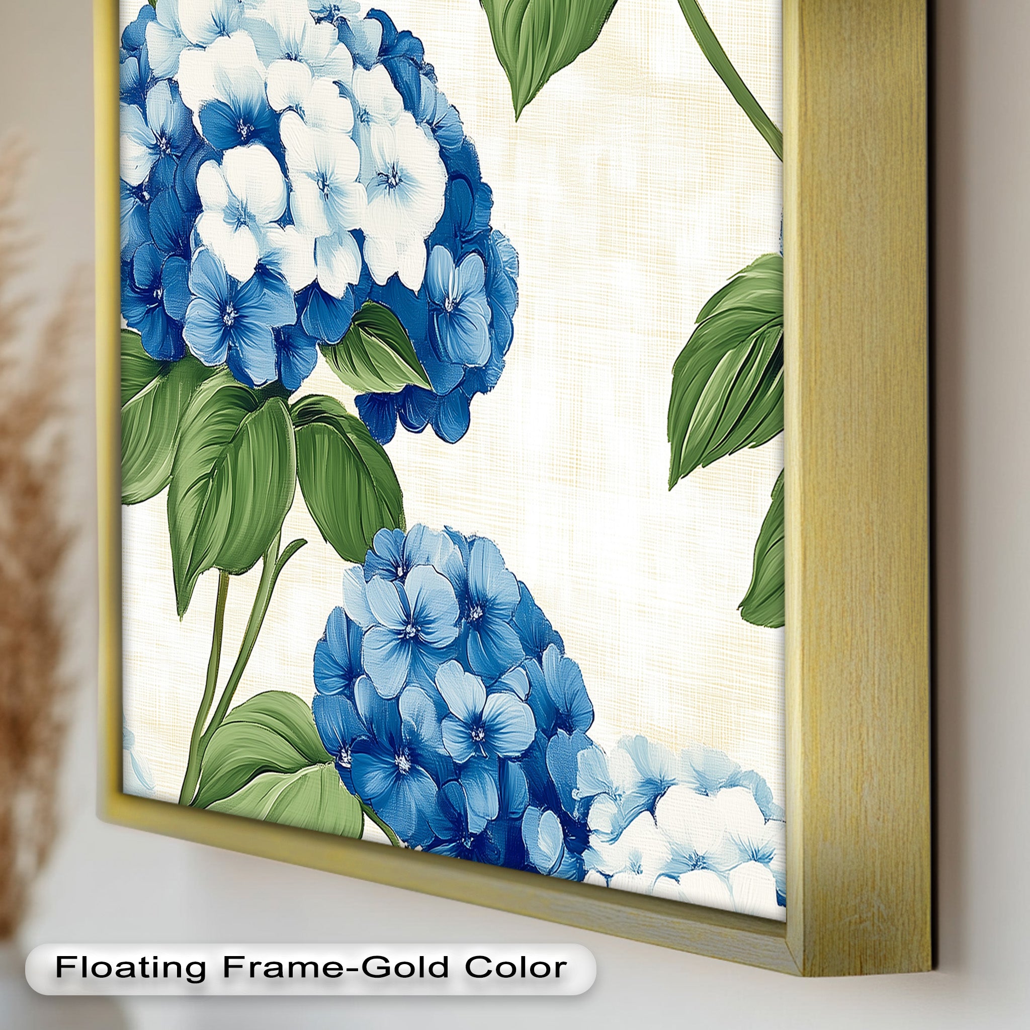 Blue and White Blooming Flower Oil Painting - Handmade Canvas Art for Home Decor, Living Room, Bedroom & Office Wall