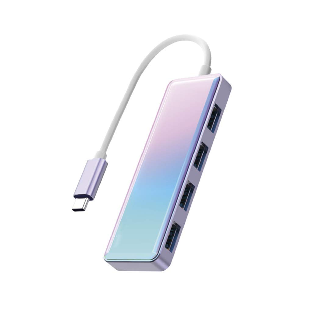 USB 3.0 Hub Splitter with Gradient Color Design - 4-Port Multi-Interface Converter for Laptop, Notebook & PC - Type-C External Expansion Dock for Office, Home & Travel Use