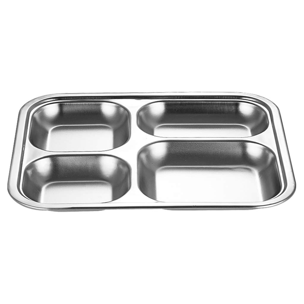 Stainless Steel Compartment Plate - 3/4/5 Section Bento Lunch Box with Dividers, Durable Food Tray for School, Office & Picnic | Microwave & Dishwasher Safe Meal Prep Container