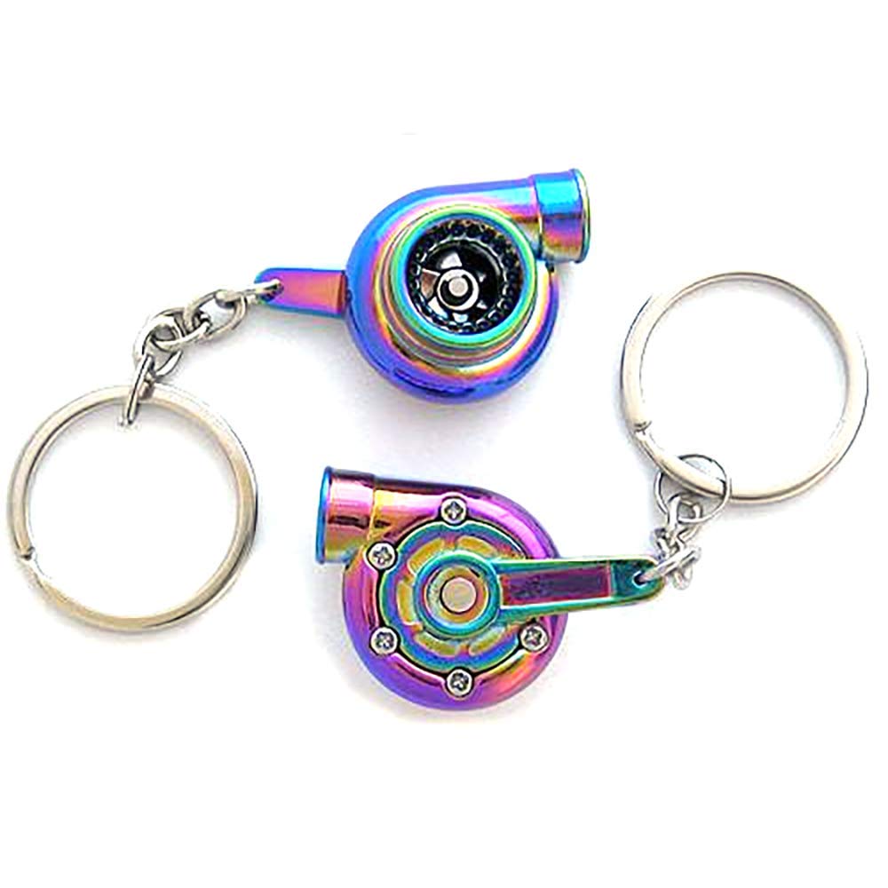 Turbo Keychain Titanium Rainbow Multi Color Chrome - Ships from USA! Perfect for Car Enthusiasts