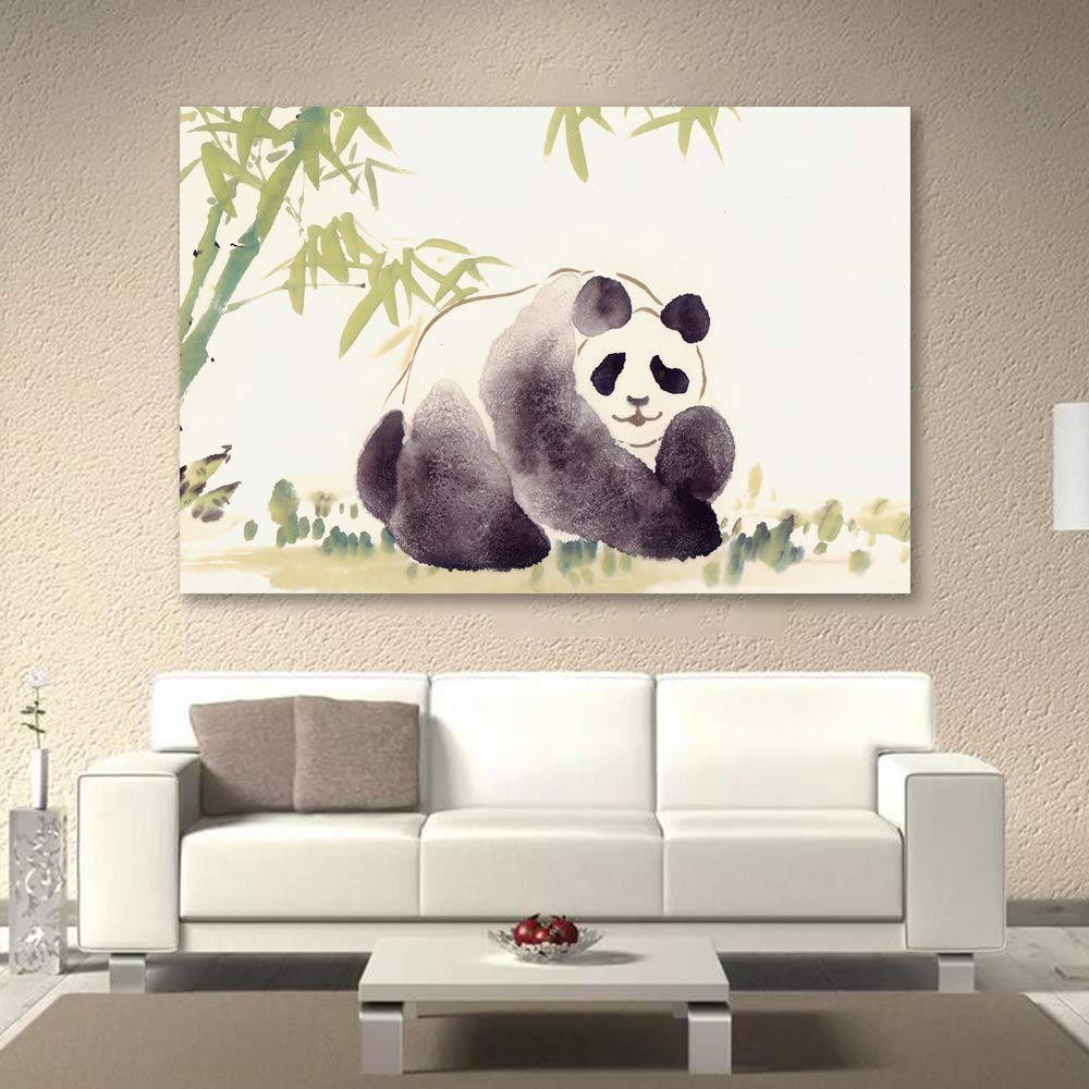 Wall26 Canvas Wall Art - Panda with Bamboo Giclee Painting - 24x36 Inches - Perfect for Bedroom, Living Room, Home Office, and Nursery Decor