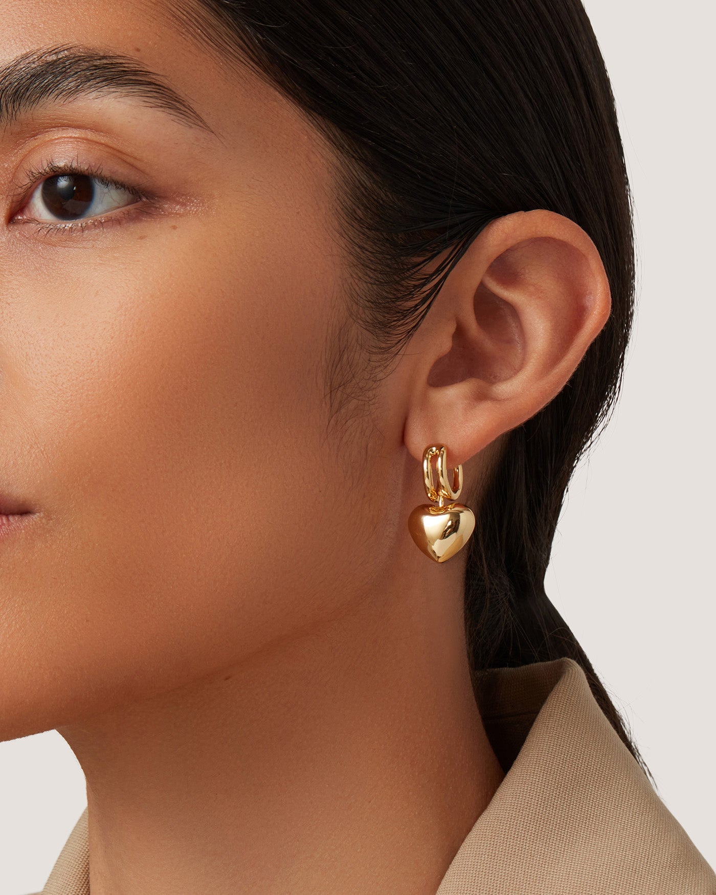 Puffy Heart Huggie Earrings for Women - Cute & Comfortable Small Hoop Earrings - Perfect for Valentine's Day, Anniversary & Everyday Wear