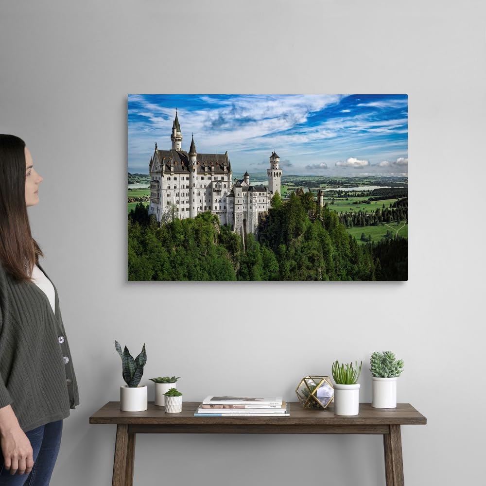 Jonathan Ross Castle in the Sky Canvas Wall Art Print - Medieval Home Decor Artwork 36x24 Inches - Perfect for Living Room, Bedroom or Office Wall Decor