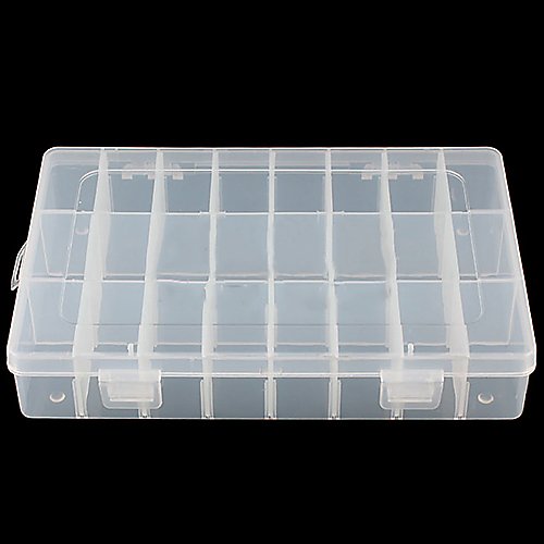 Clear Adjustable 24-Compartment Jewelry Storage Box for Earrings & Rings - Durable Plastic Organizer Case for Travel, Home, and Retail Display