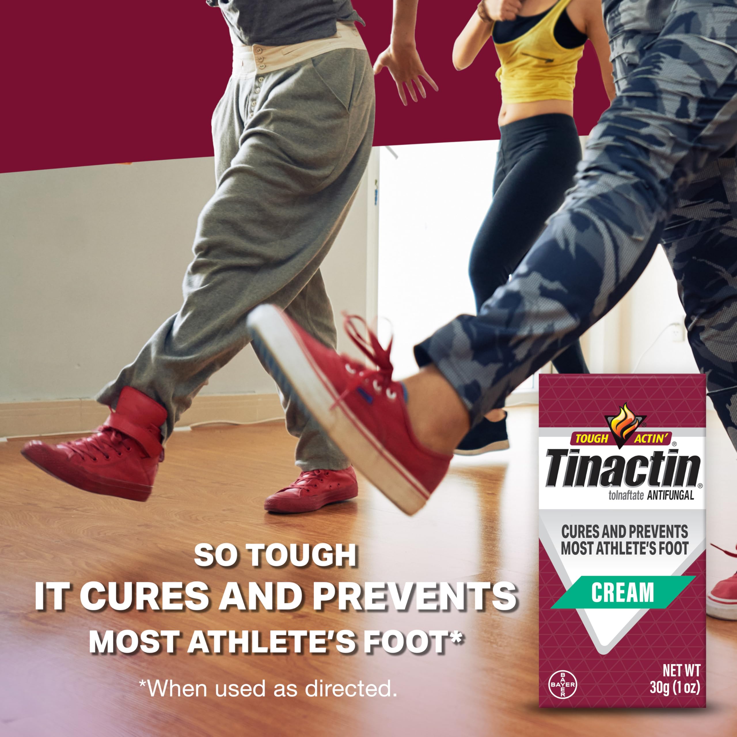 Tinactin Antifungal Cream 1% Tolnaftate - Clinically Proven Athlete's Foot Treatment & Ringworm Relief - 1 oz (30g) Tube - Effective for Itching, Burning & Cracked Skin - Ideal for Gym, Pool & Locker Room Use