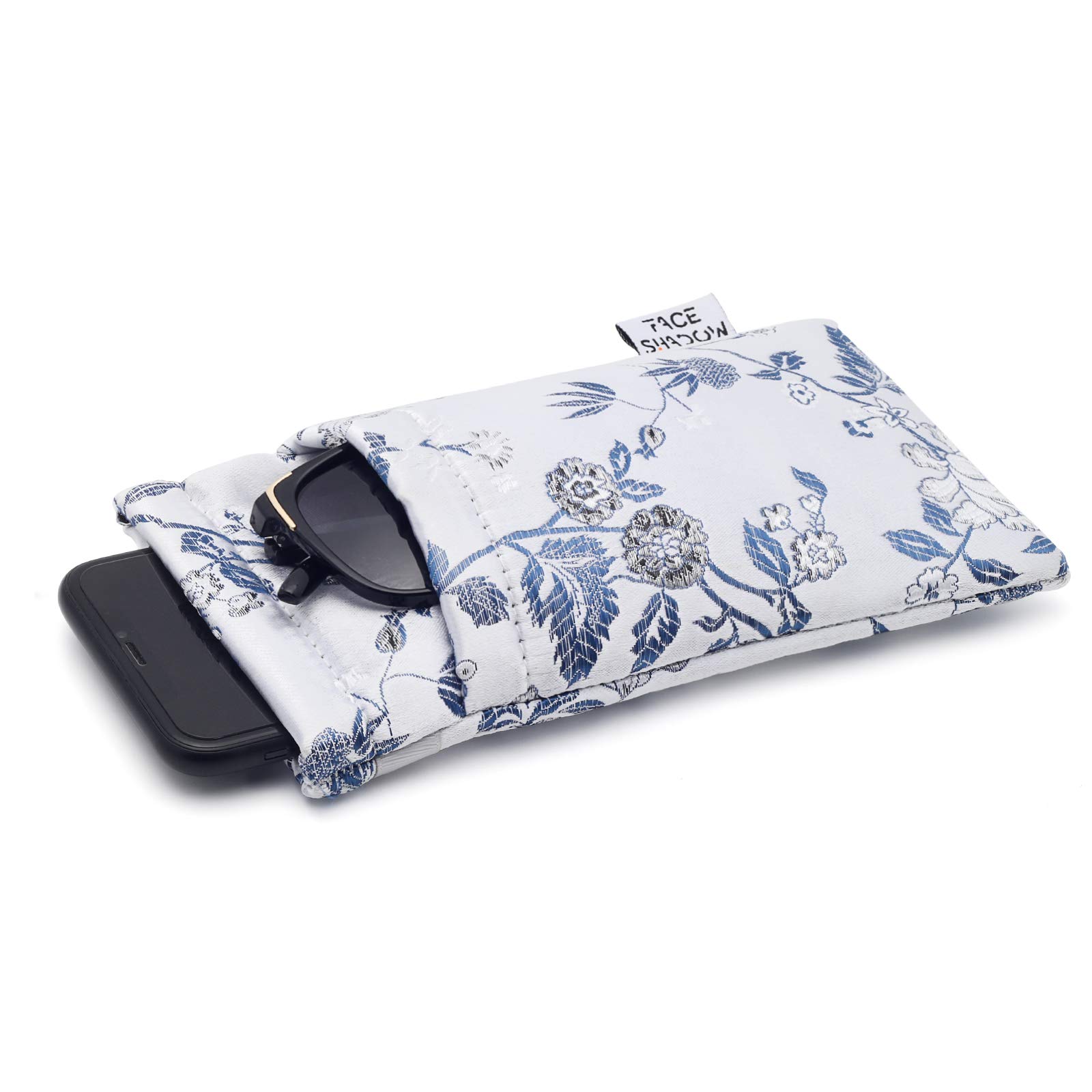 Large Double Eyeglasses Case with Squeeze Top - Soft Microfiber Glasses Pouch for Women - Perfect for Travel, Work & Daily Use - Also Fits Cell Phone & Small Purse Essentials