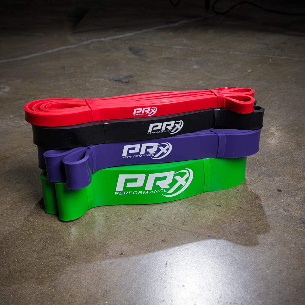 PRx Performance Mobility Band Bundle - Resistance Bands for Assisted Pull-Ups, Powerlifting & Strength Training - Red, Black, Purple, Green Exercise Bands for Speed & Agility Workouts - Perfect for Home Gym, CrossFit & Athletic Training
