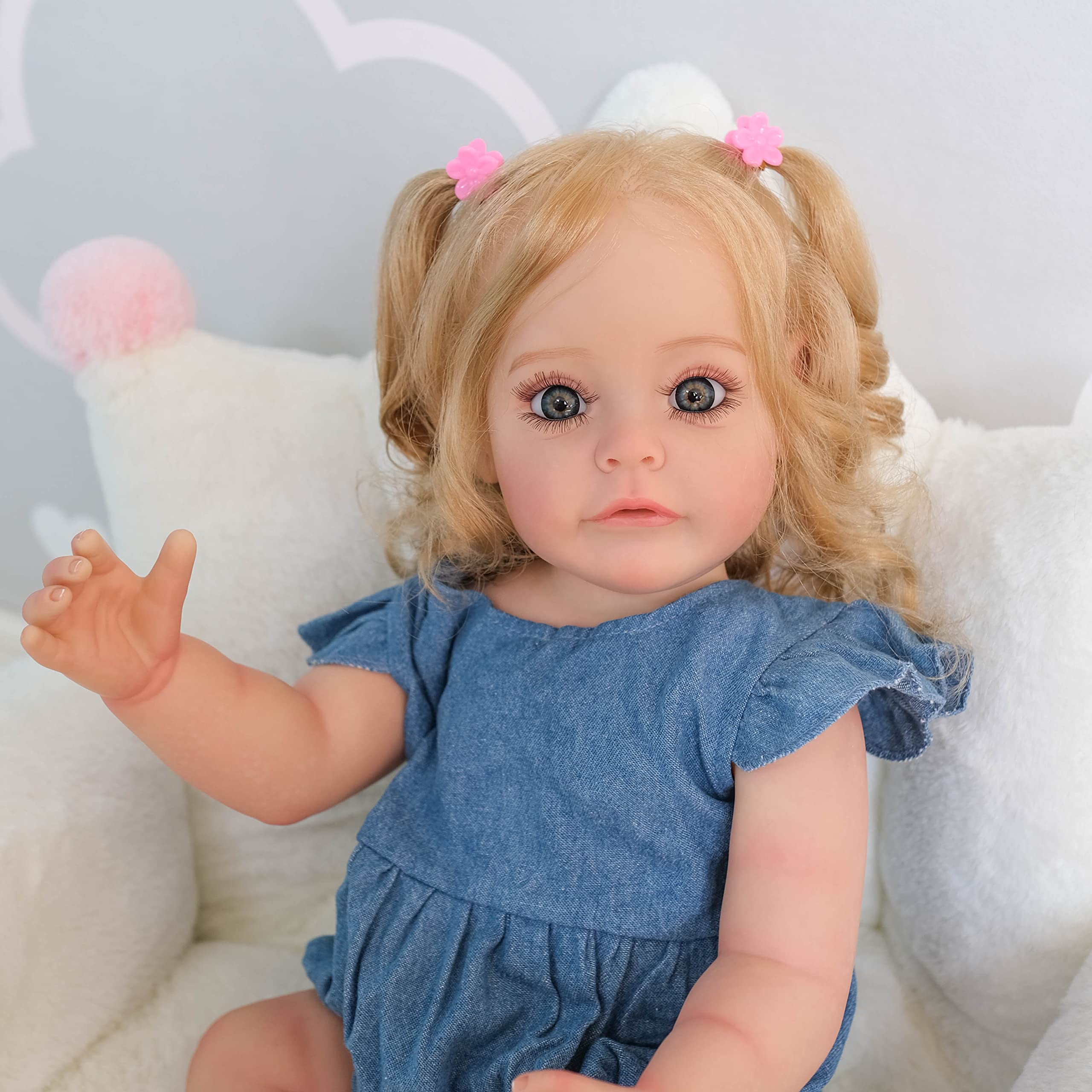 22 Inch Realistic Silicone Reborn Baby Doll - Lifelike Newborn Toddler Girl Toy with Full Body, Washable & Safe for Kids | Perfect for Role Play, Gift Giving, and Collectibles