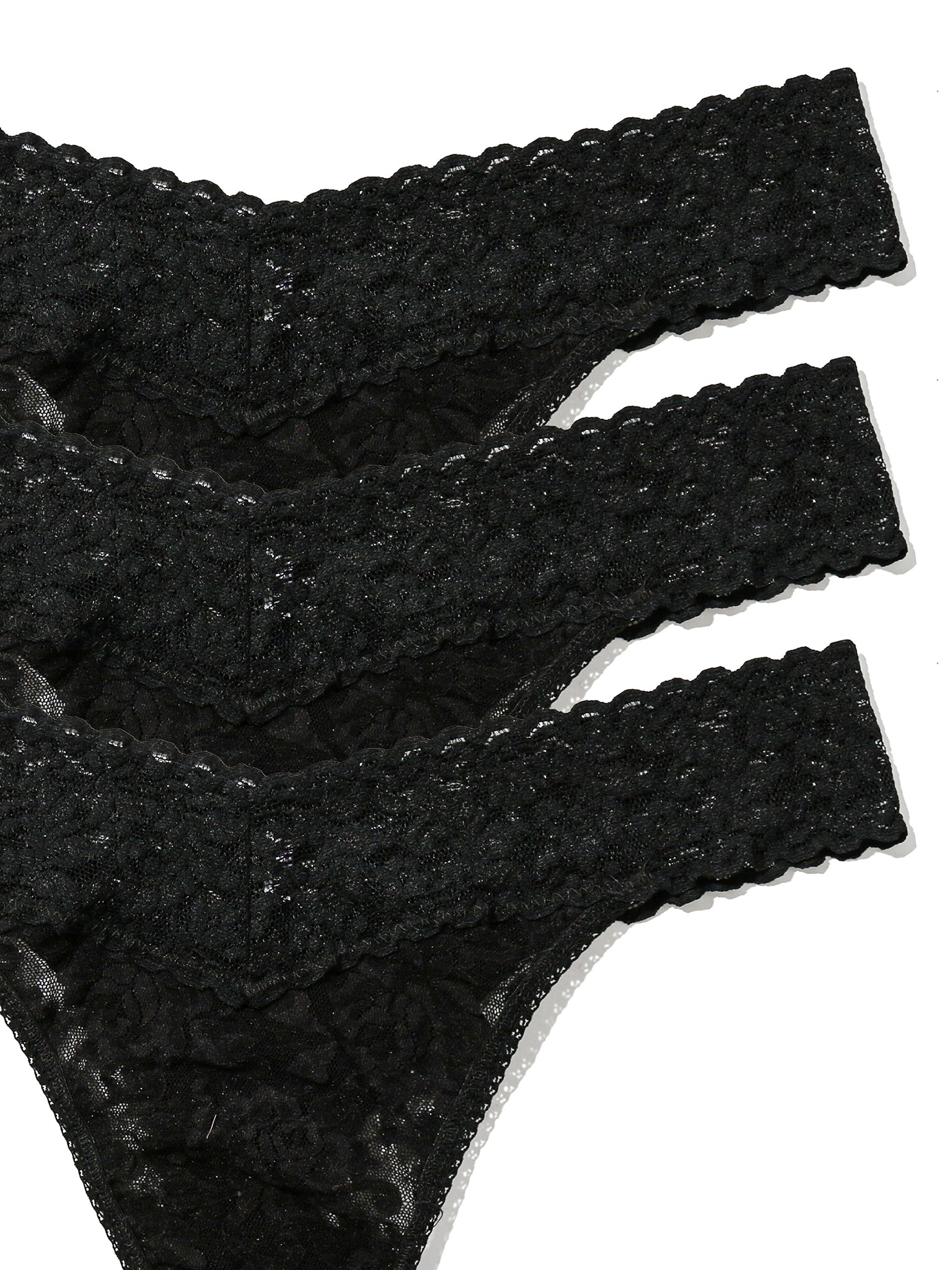 3 Pack Signature Lace® Original Rise Thongs - Soft Cotton Underwear for Women, Black | Everyday Comfort, Sleepwear & Intimate Wear