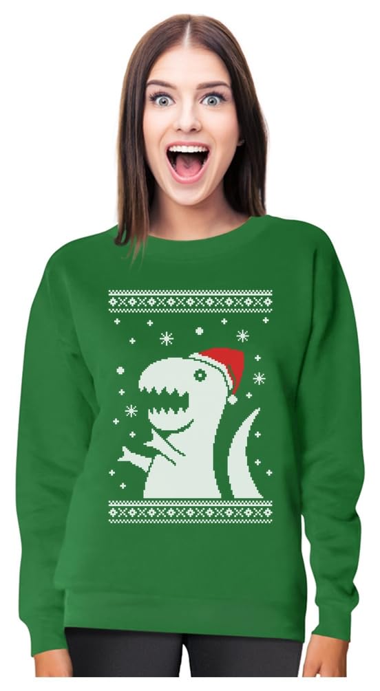 Big Trex Santa Women's Ugly Christmas Sweater for Holiday Parties