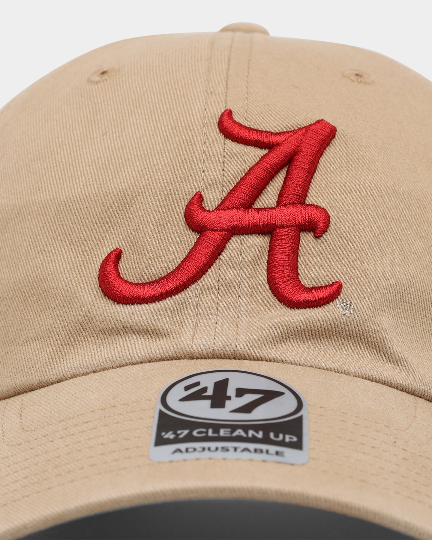 47 Brand Alabama Crimson '47 Clean Up Strapback Khaki Hat - Adjustable Baseball Cap for Men & Women - Perfect for Football Games, Tailgating & Casual Wear