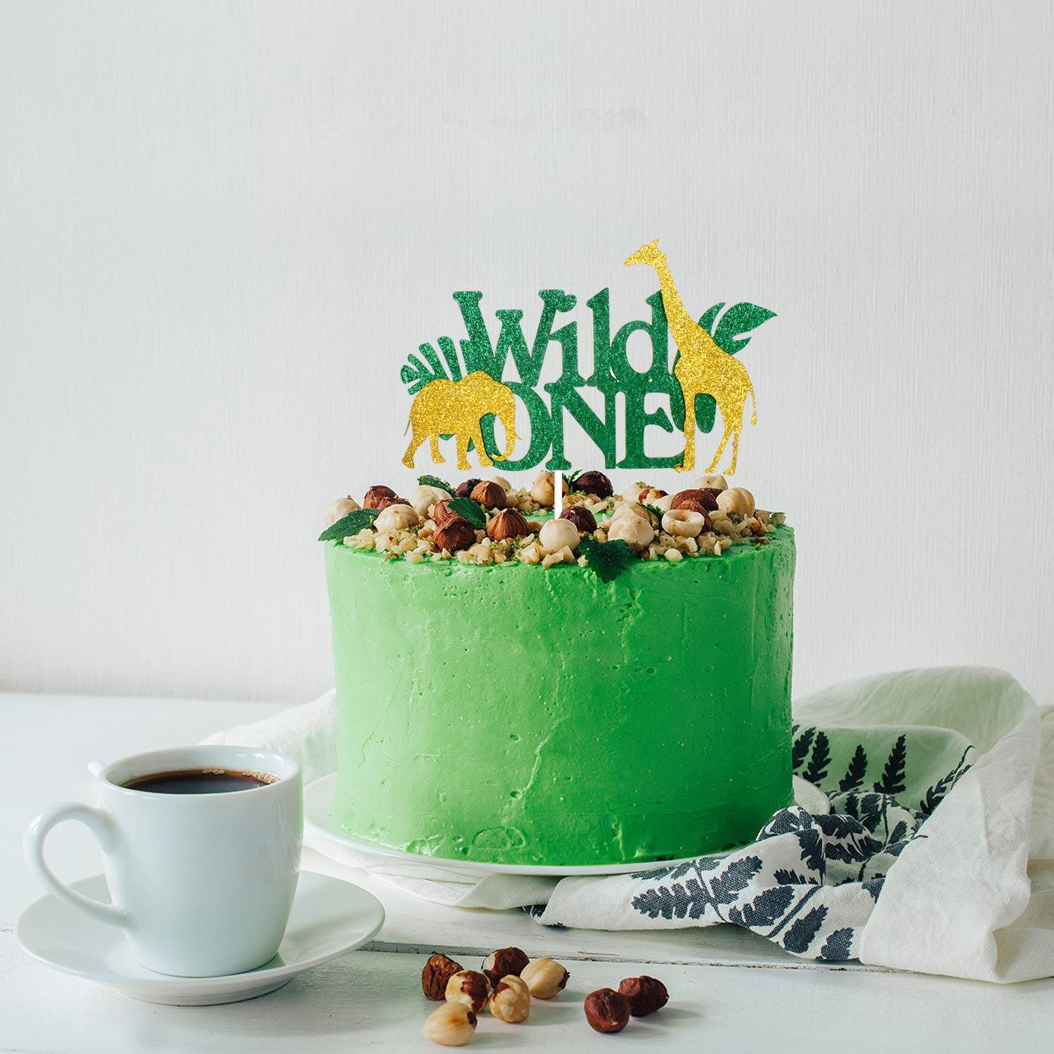 Wild One Birthday Cake Topper - Jungle Safari Animal Decorations for 1st Birthday & Baby Shower Parties - Giraffe, Lion, Elephant Cake Decor - Perfect for Smash Cakes, Welcome Baby Celebrations & Nursery Themes