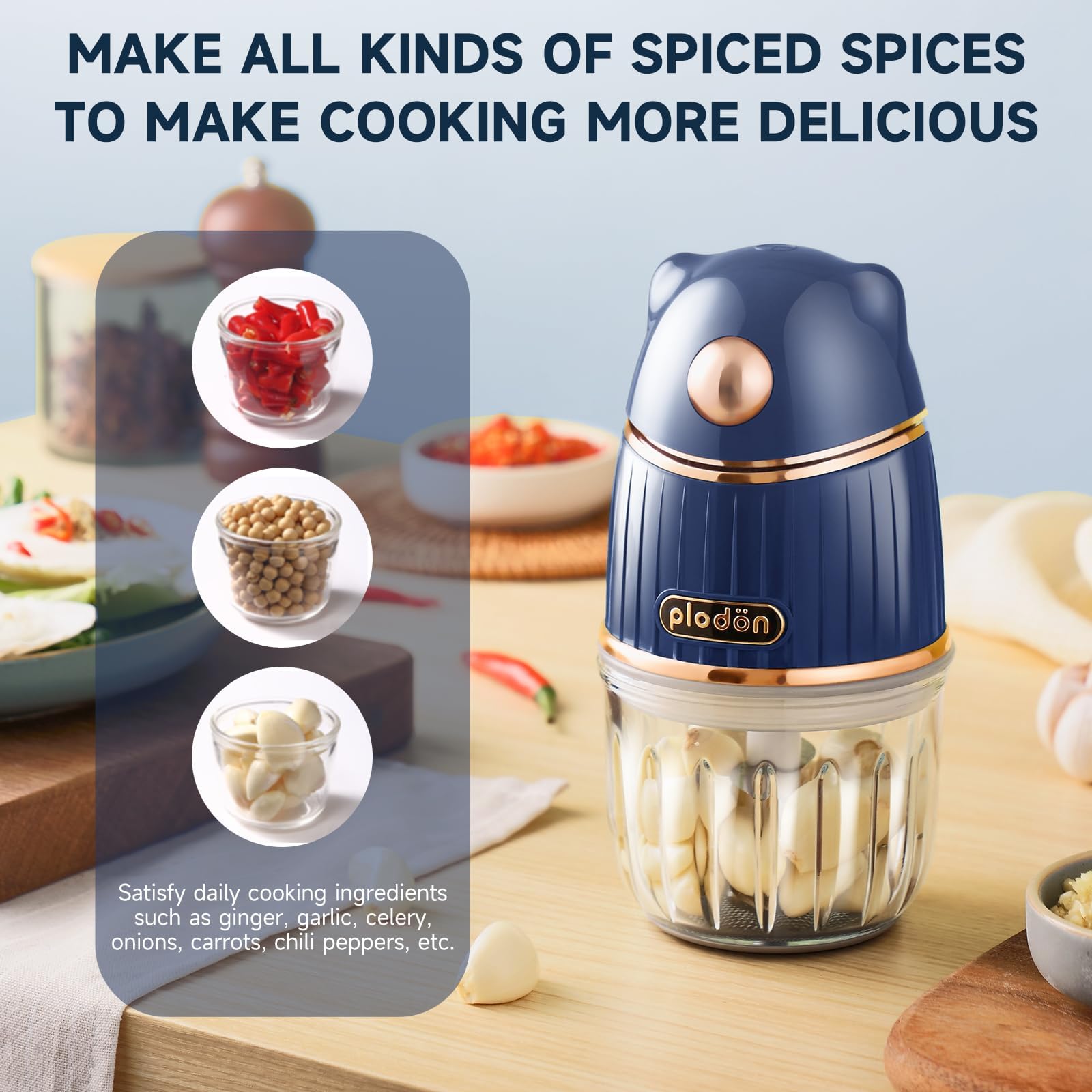 Bear-Blue Baby Food Maker with 2 Glass Bowls - Electric Baby Food Processor & Blender for Fruits, Vegetables & Meat - Includes Storage Containers & Spoons - Perfect Baby Feeding Essentials Gift for New Parents (Ideal for Homemade Purees & Baby Meal Prep)