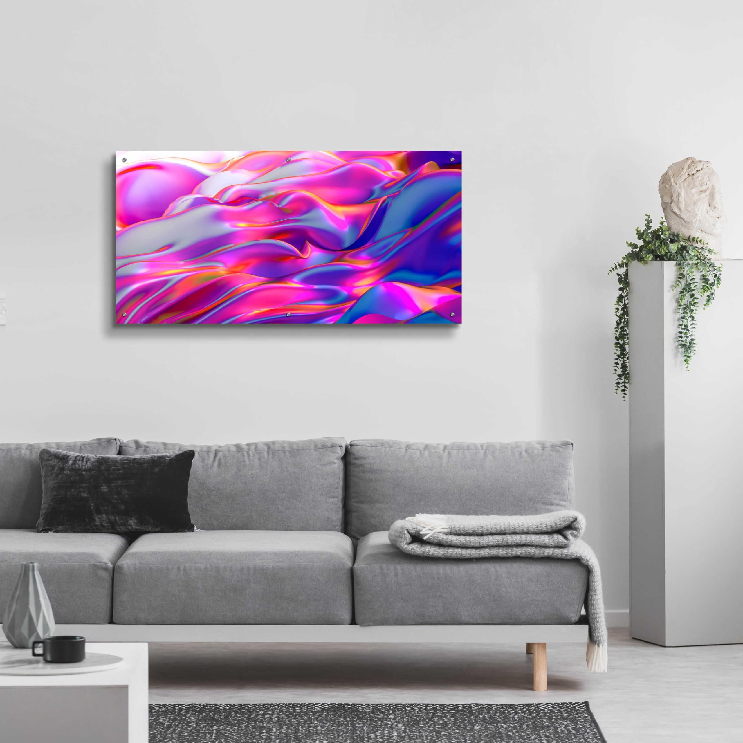 Epic Art 'Silk Dessert' Acrylic Glass Wall Painting - 48x24 Inches Modern Home Decor for Living Room, Bedroom & Office