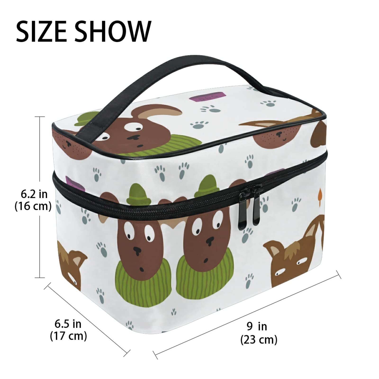 Cute Cartoon Animal Sheep Dog Makeup Bag - Waterproof Cosmetic Organizer Pouch with Zipper for Women & Girls - Perfect for Travel, Gym, and Daily Essentials Storage