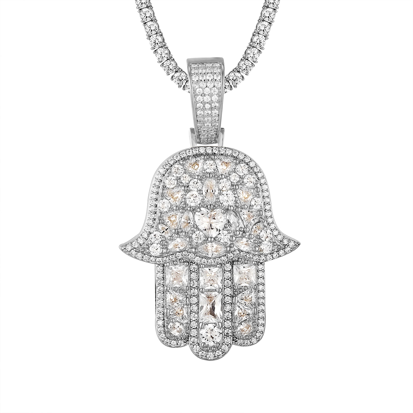 Hamza Hand Sterling Silver Pendant - Custom Islamic Jewelry for Men & Women - Perfect for Hip Hop Fashion & Spiritual Protection