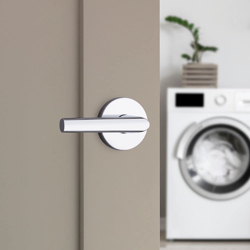 Kwikset Milan Interior Door Handle - Reversible Non-Locking Lever for Closet & Hallway Doors - Polished Chrome Finish - Perfect for Bedrooms, Bathrooms & Interior Doors