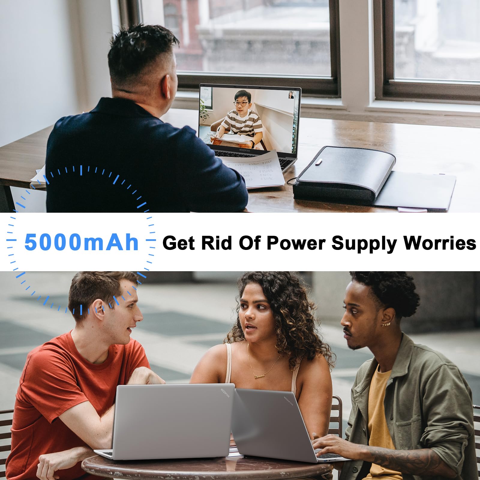 WOZIFAN 15.6 Inch Laptop - 256GB SSD, 2.4G+5G WiFi, 1080P FHD, Windows 11, Up to 2.8GHz, Bluetooth, USB, HDMI - Includes Wireless Mouse & German Keyboard Sticker (Silver) - Perfect for Work, Study, and Entertainment
