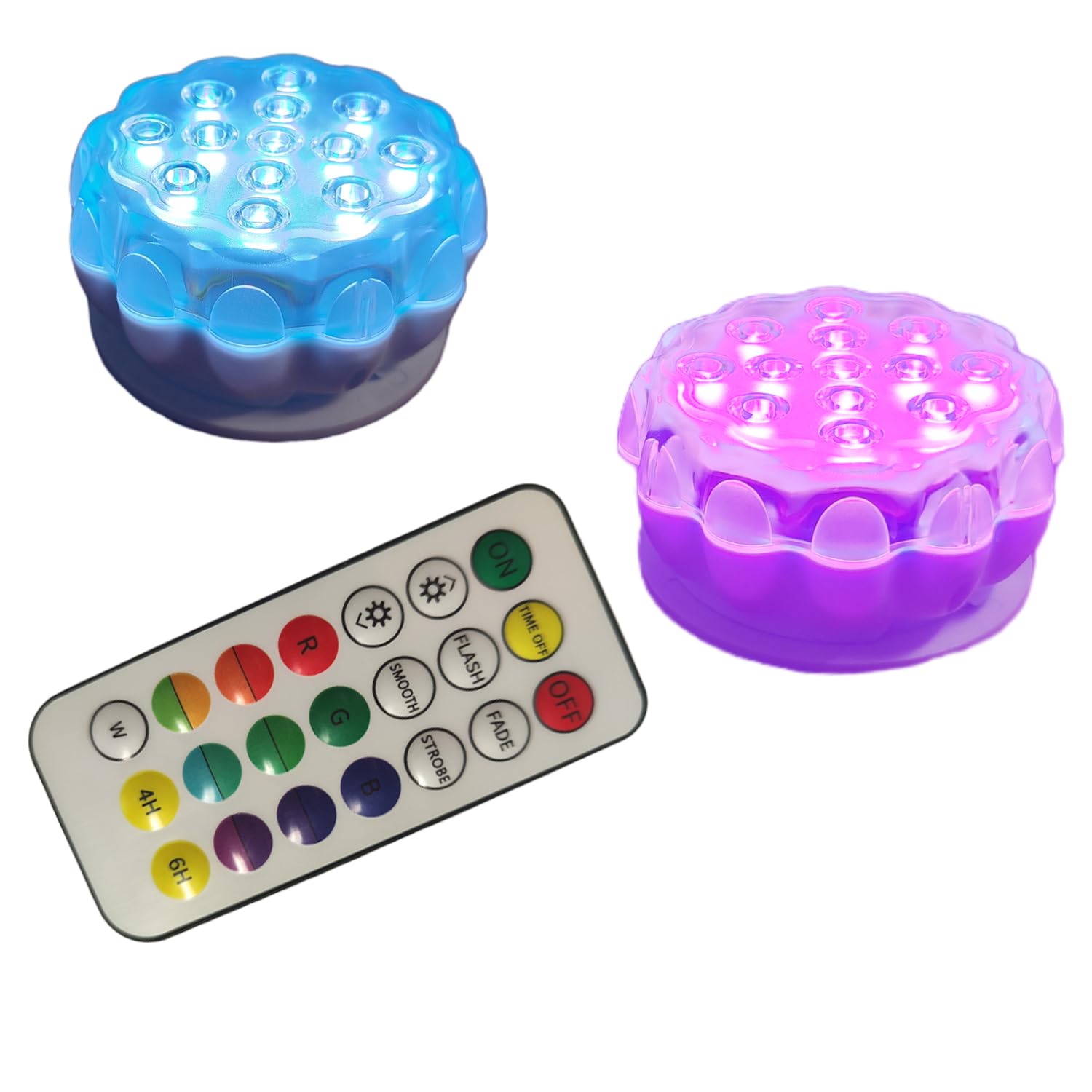 Rechargeable Submersible LED Lights with Remote - IP68 Waterproof, 16 Color Changing Underwater Lights for Pools, Fish Tanks, Hot Tubs - Perfect for Bath, Party, Wedding & Halloween Decorations (2 Pack)