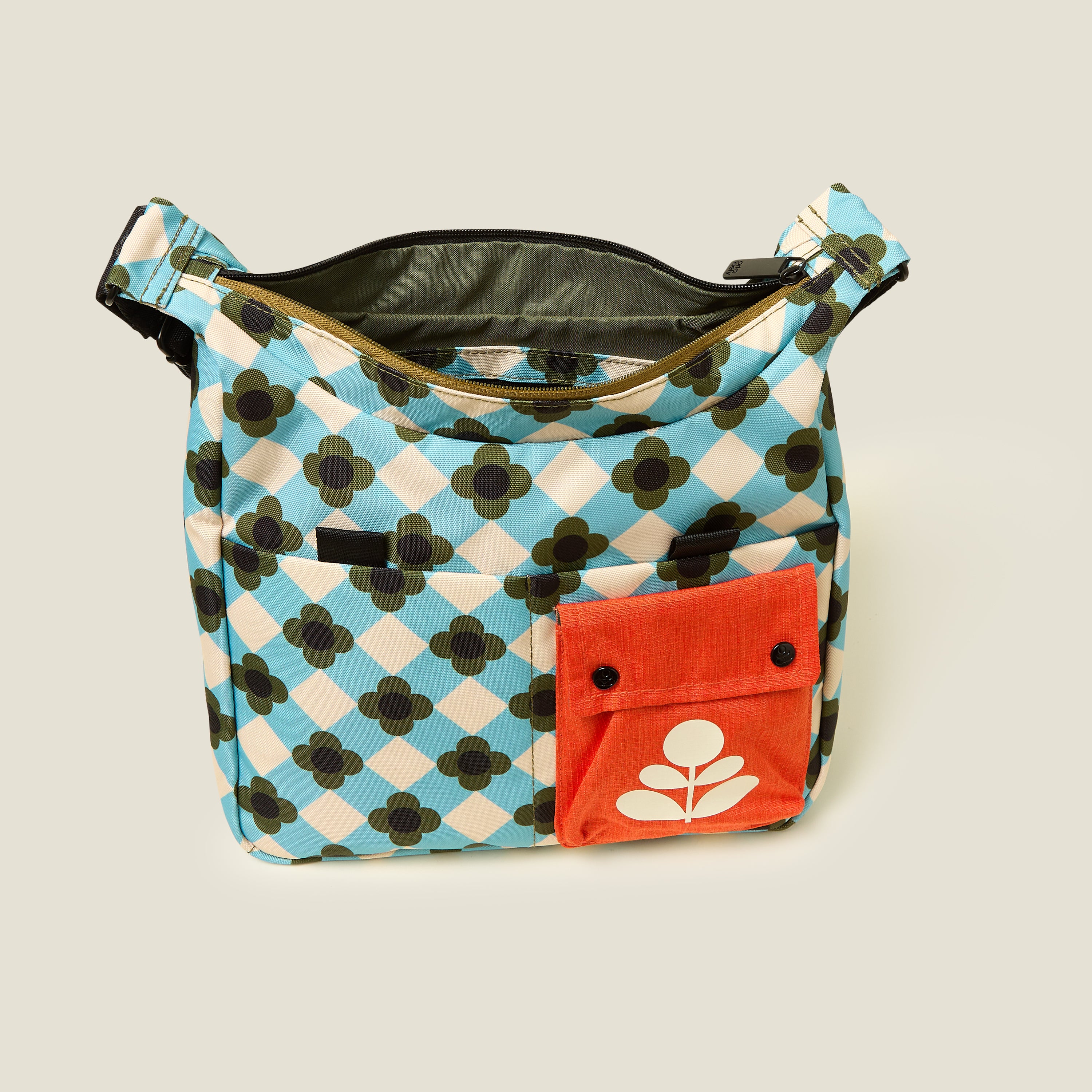 Area Hobo Bag - Floral Check Print Ziggurat Design for Women | Perfect for Travel, Shopping & Everyday Use