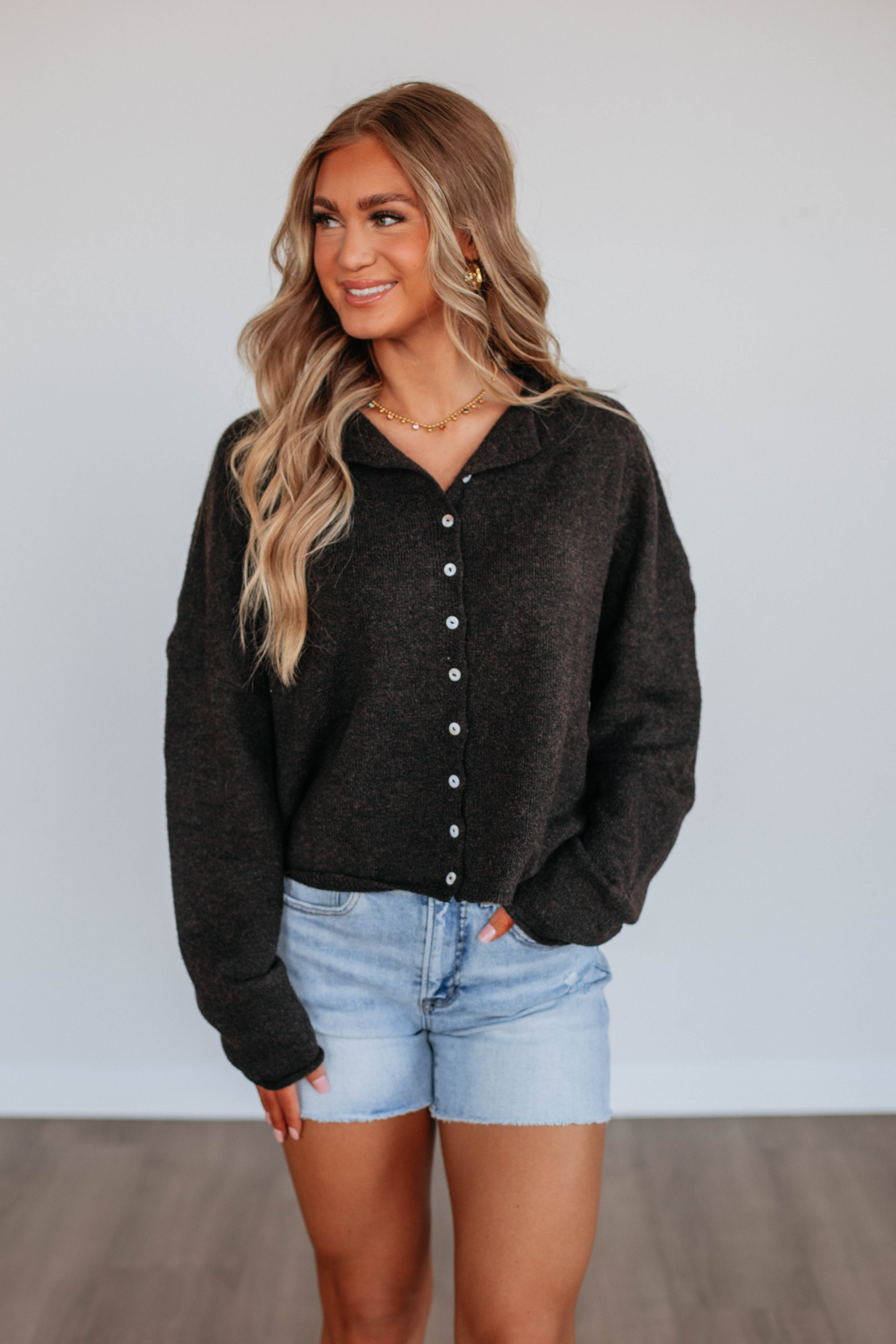Brooke Cardigan Women's Knit Sweater - Soft & Cozy Espresso Brown Cardigan for Fall & Winter | Perfect for Casual Outfits, Office Wear & Layering
