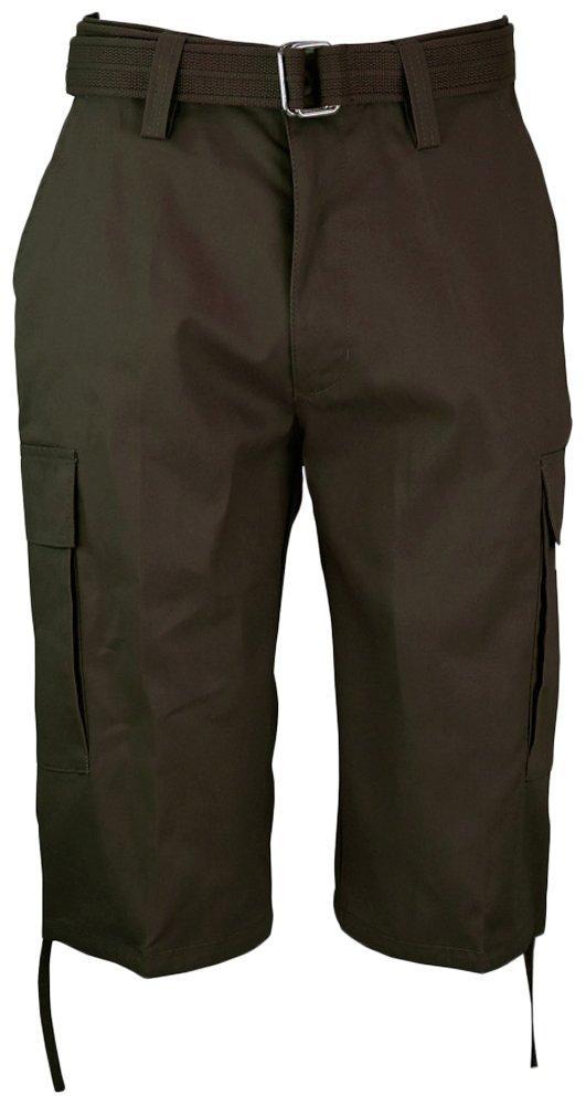Regal Wear Men's Solid Cargo Shorts with Belt - Brown, Size 34 | Comfortable Casual Shorts for Outdoor Activities, Hiking & Summer Wear