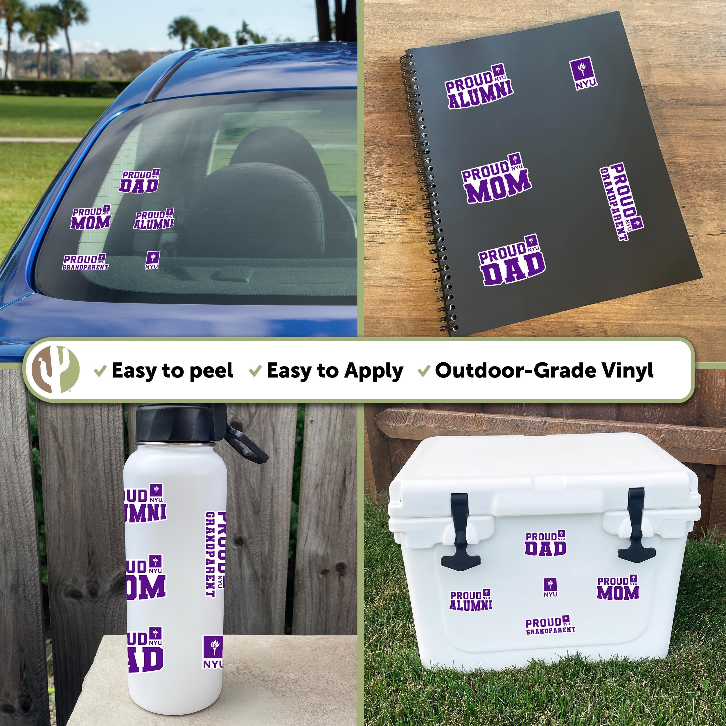 New York University NYU Full Sheet Vinyl Decal Stickers - Waterproof Laptop, Water Bottle, Car, Scrapbook Decor - Perfect for College Dorm, School Supplies & Alumni Gifts