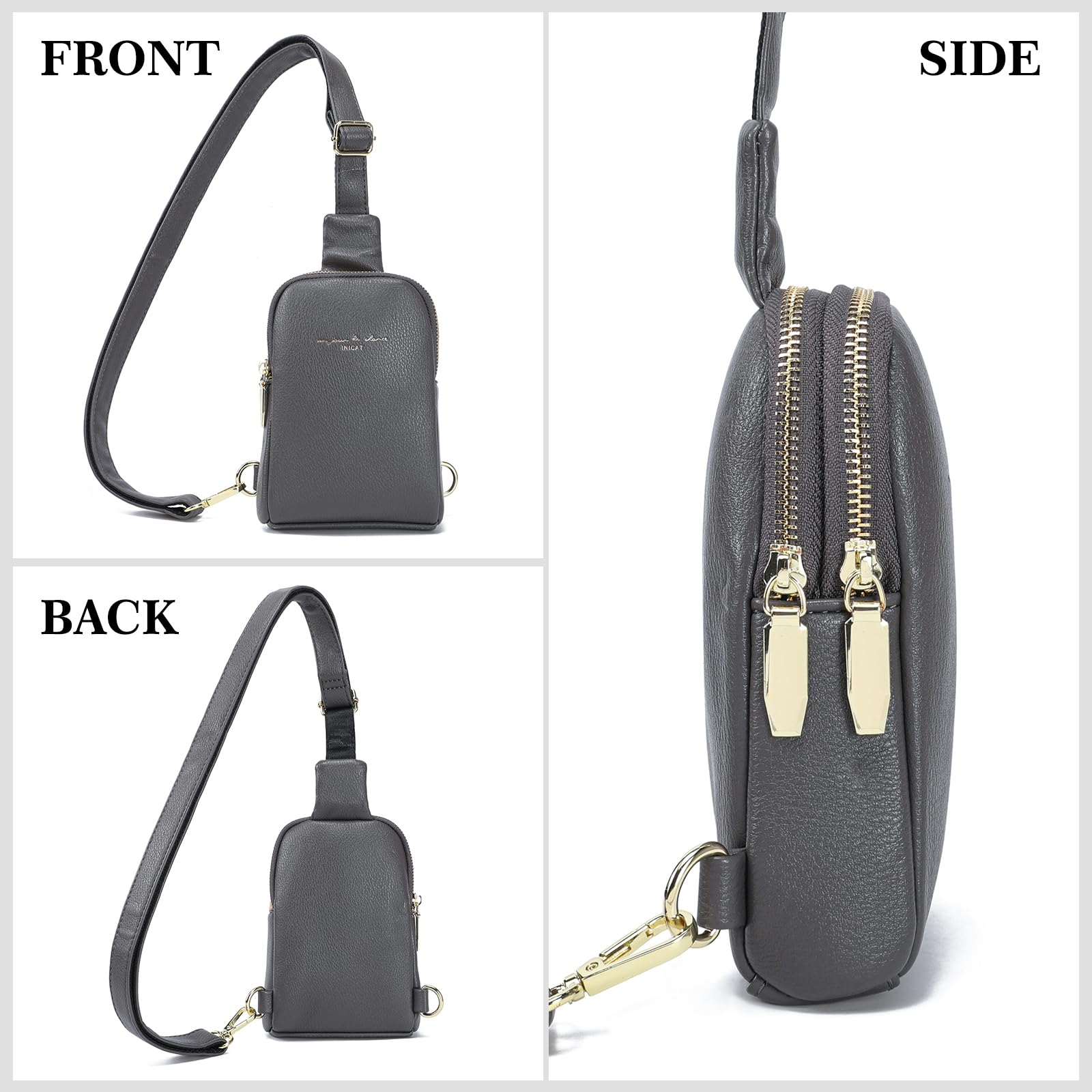 INICAT Genuine Leather Crossbody Bag for Women - Small Travel Sling Bag, Fashionable Fanny Pack Purse - Perfect for Daily Commute, Shopping & Travel Accessories