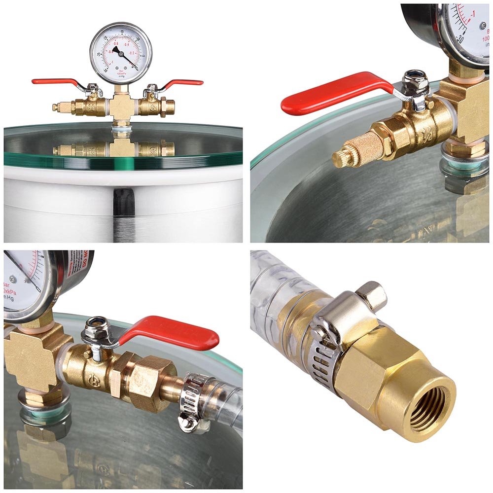 3 Gallon Vacuum Chamber Kit with Tempered Glass Lid & Stainless Steel Base - Professional Degassing Chamber for Stabilizing Wood, Silicone, Epoxy Resin & Essential Oils | Ideal for Woodworking, Resin Casting & Aromatherapy Projects