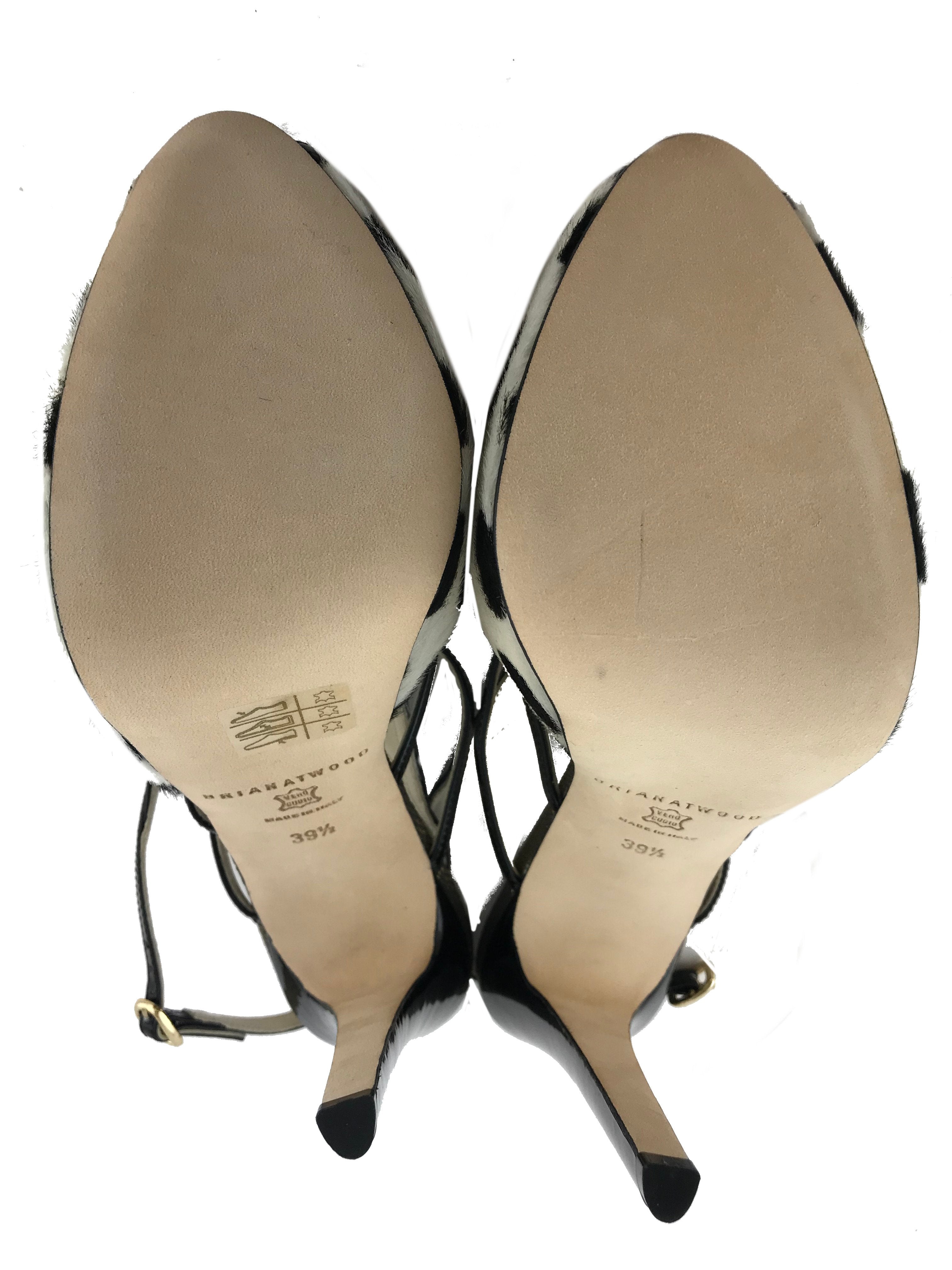 Brian Atwood Aura Polka Dot Calf Hair Sandals Women's Size 9.5 - Stylish Heels for Parties, Weddings & Evening Events