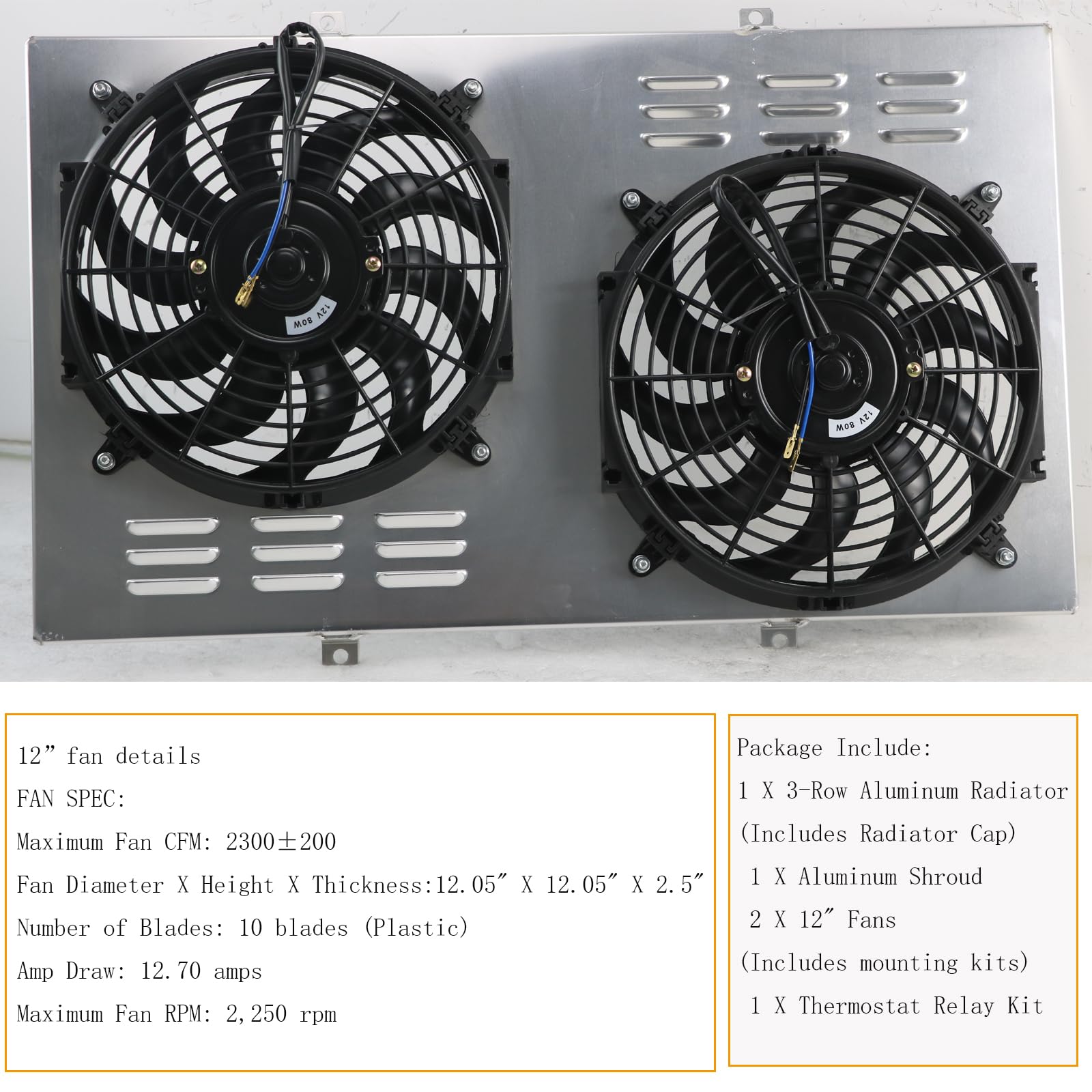 High Performance 4 Row Full Aluminum Radiator for 1971-1990 Chevy Chevelle Impala Caprice C/K 10 20 30 Pickup Truck & Skylark - Includes Shroud Fan & Relay Kits | Perfect for Engine Cooling & Restoration Projects