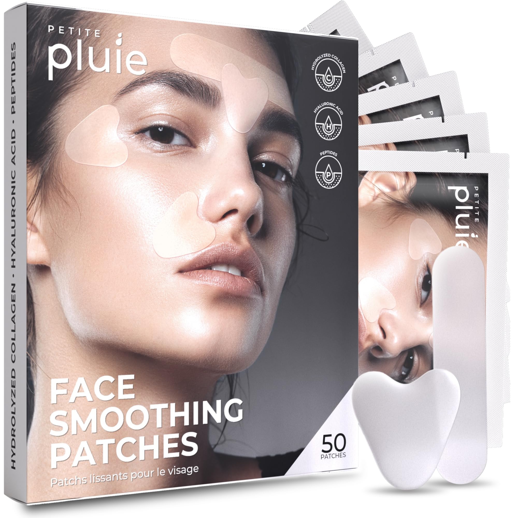 Premium Korean Overnight Wrinkle Patches for Face - Anti-Wrinkle Face Lift Tape with Collagen & Peptides | Reduce Frown Lines, Smile Lines, Forehead Wrinkles & Crow’s Feet | 50 Count | Perfect for Nighttime Skincare & Special Events