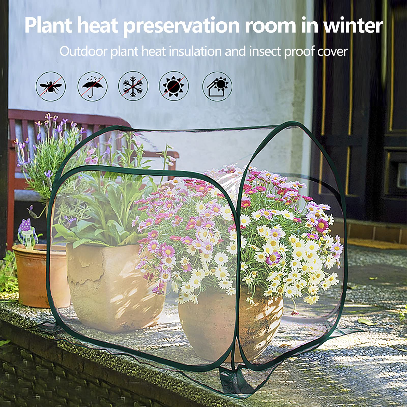 Mini Greenhouse for Indoor & Outdoor Plants - 31.5x31.5x31.5 Inch Portable Gardening Greenhouse with Warm Cover - Perfect for Seed Starting, Herb Growing, Flower Protection in Garden, Patio or Balcony