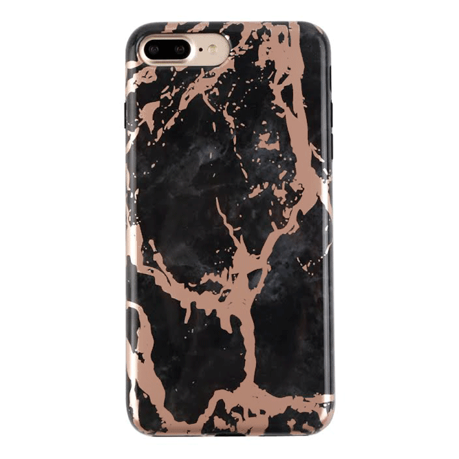 Elegant Black Marble Rose Gold Chrome iPhone Case - Slim Protective Cover for iPhone [Model] | Perfect for Everyday Use, Office & Special Occasions