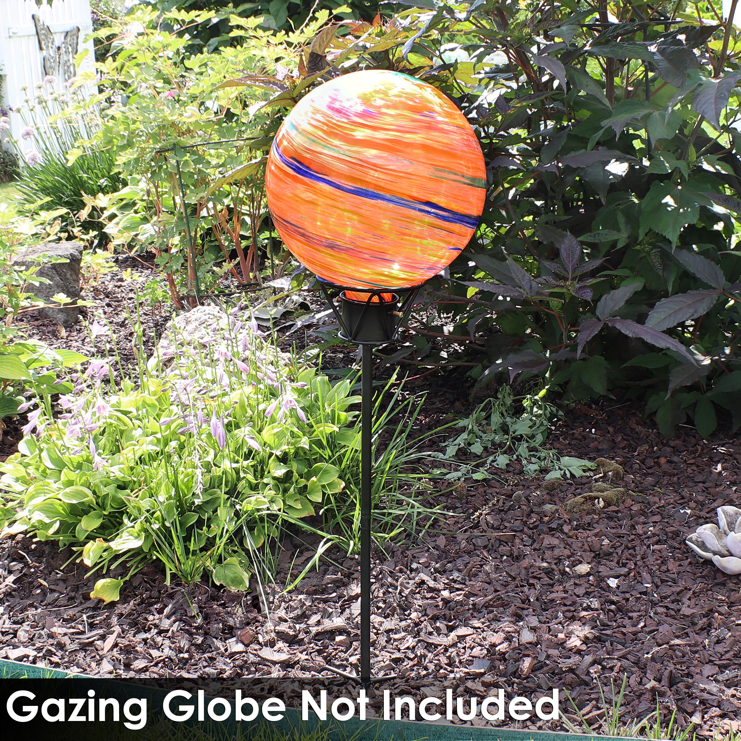 Sunnydaze Simple Steel Gazing Globe Stand - Black Outdoor Garden Decor for Yard, Patio & Landscape Decoration | Sturdy Metal Base for Reflective Spheres