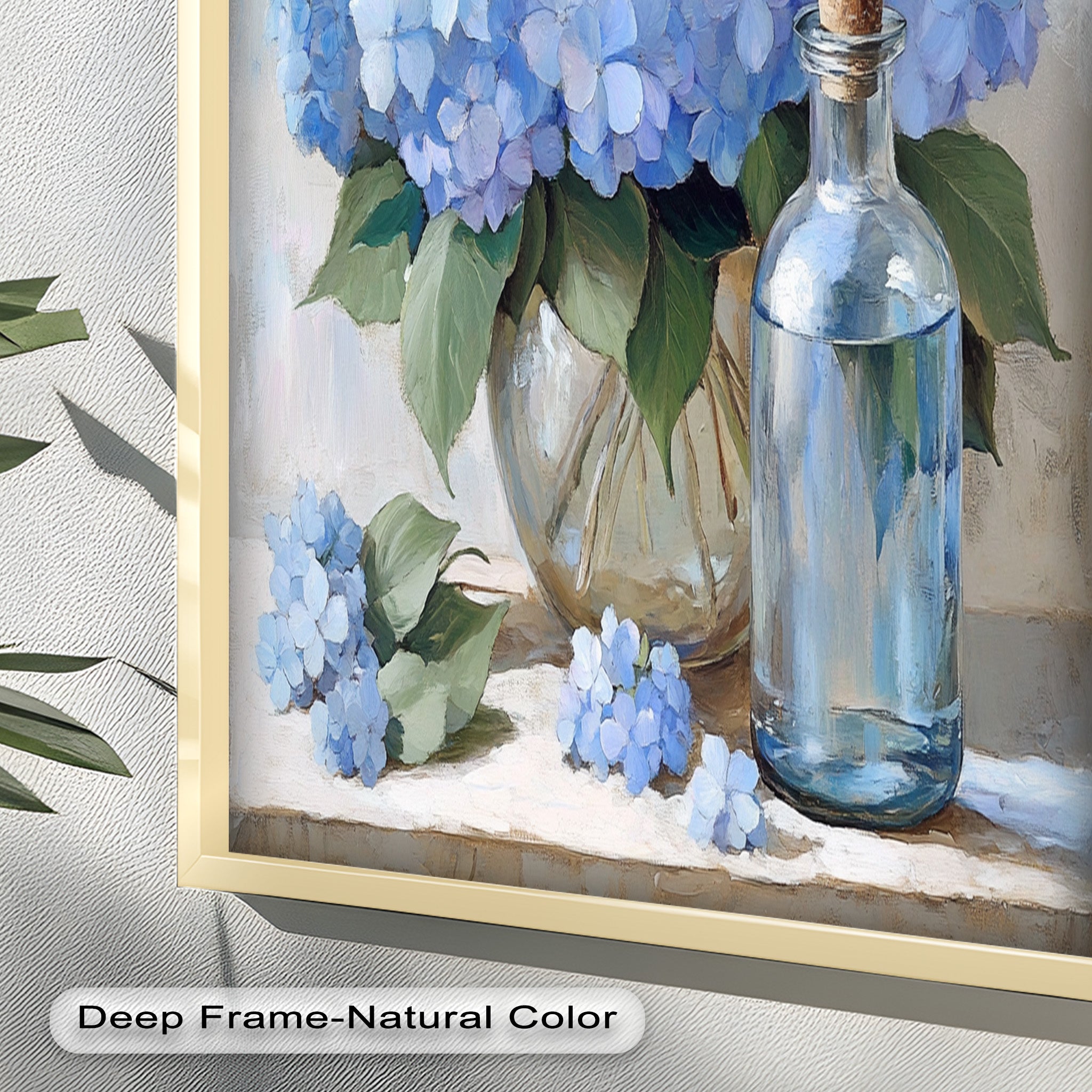 Blue Floral Still Life Oil Painting - Modern Wall Art for Living Room, Bedroom & Office Decor