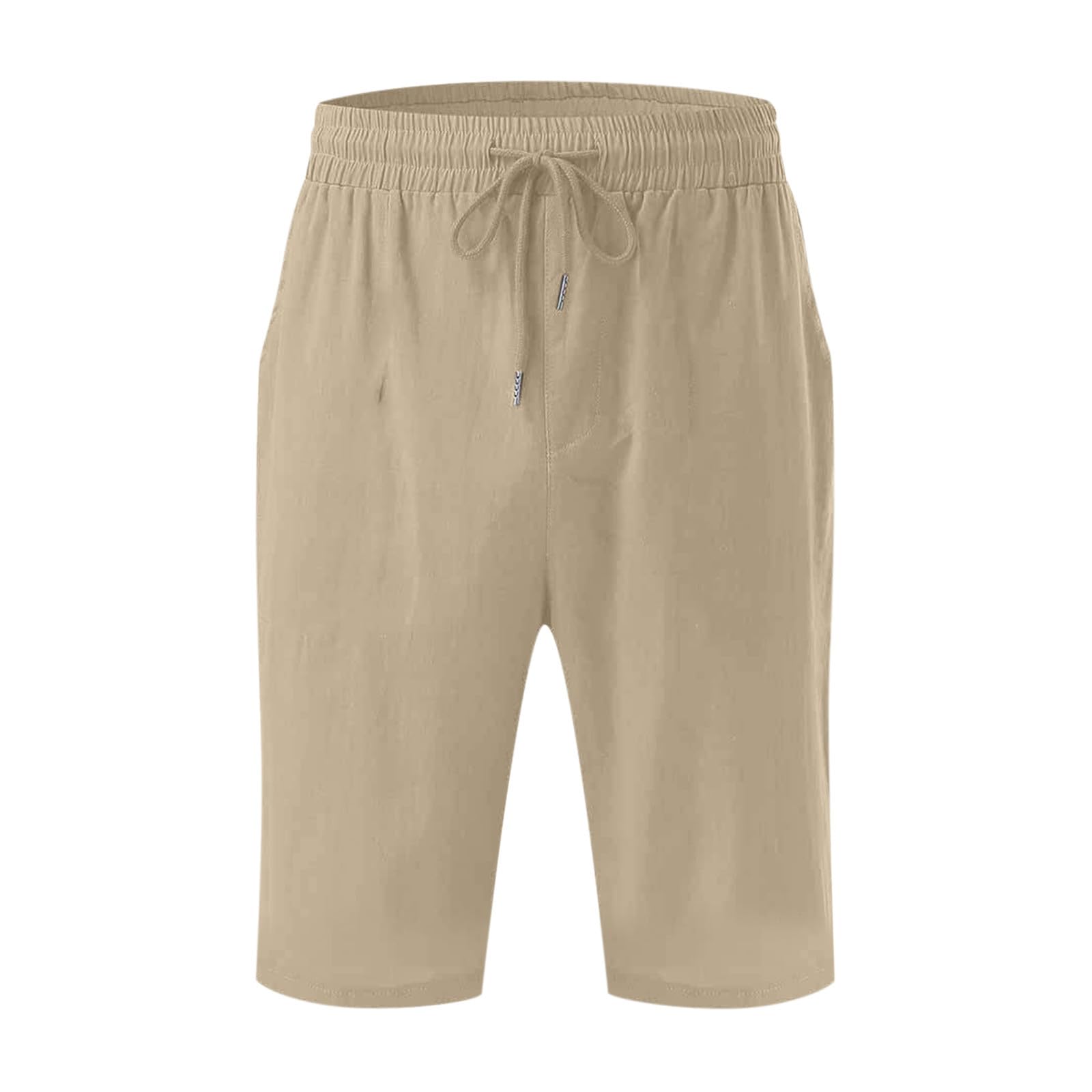 Women's Bermuda Shorts for Summer - Knee Length Drawstring Casual Shorts with Elastic Waist | Resort Wear & Lounge Shorts in Khaki | Perfect for Beach Vacations, Yoga, and Relaxing at Home