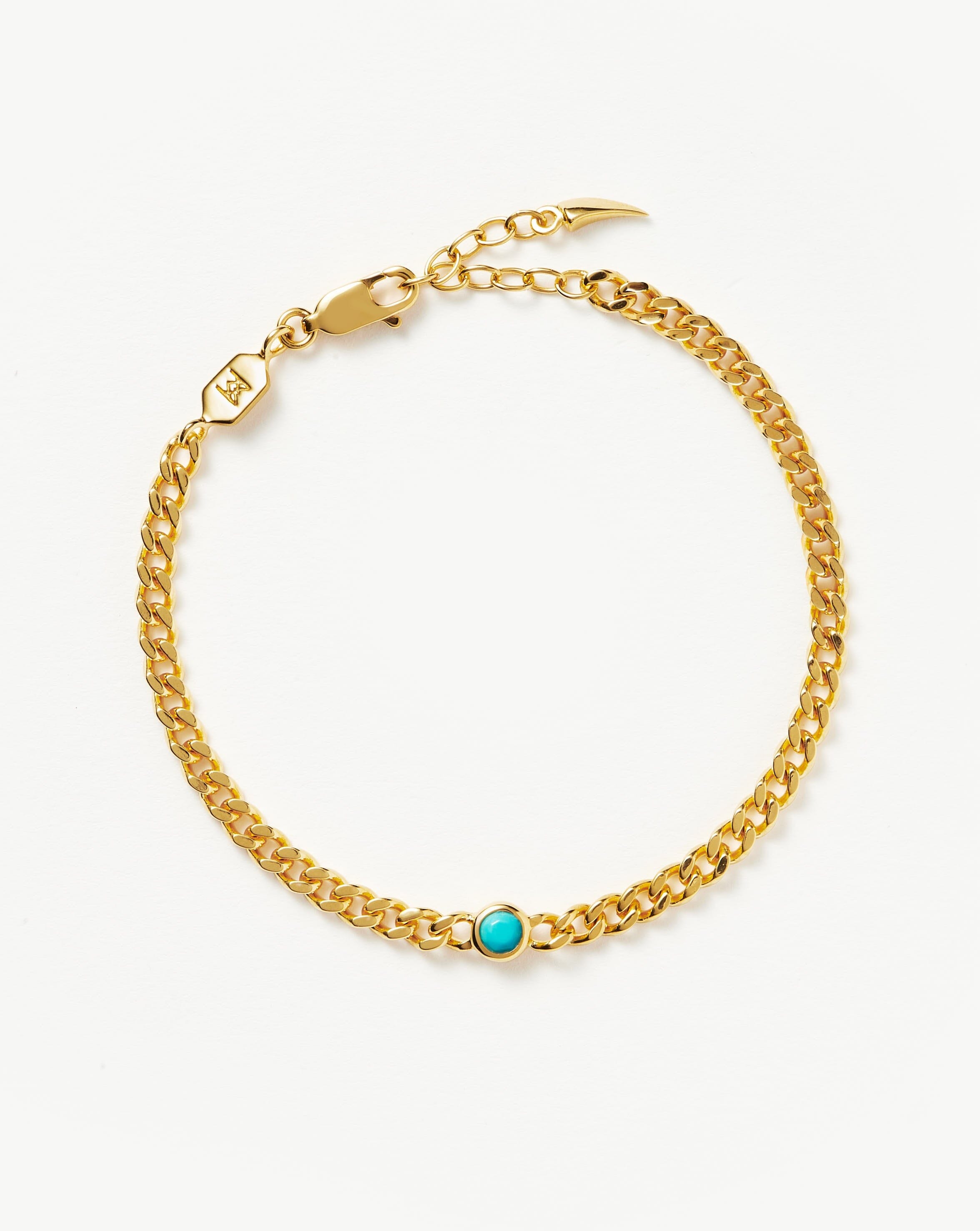 December Birthstone Chain Bracelet - 18k Gold Plated Vermeil with Genuine Turquoise | Elegant Jewelry Gift for Women | Perfect for Holidays, Anniversaries & Special Occasions