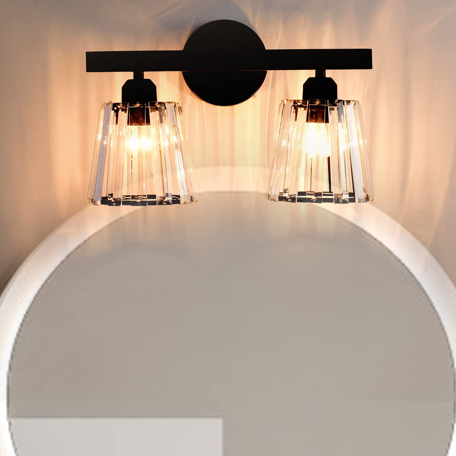 TISLYCO 2-Light Black Bathroom Vanity Lights - Vintage Style for Mirror