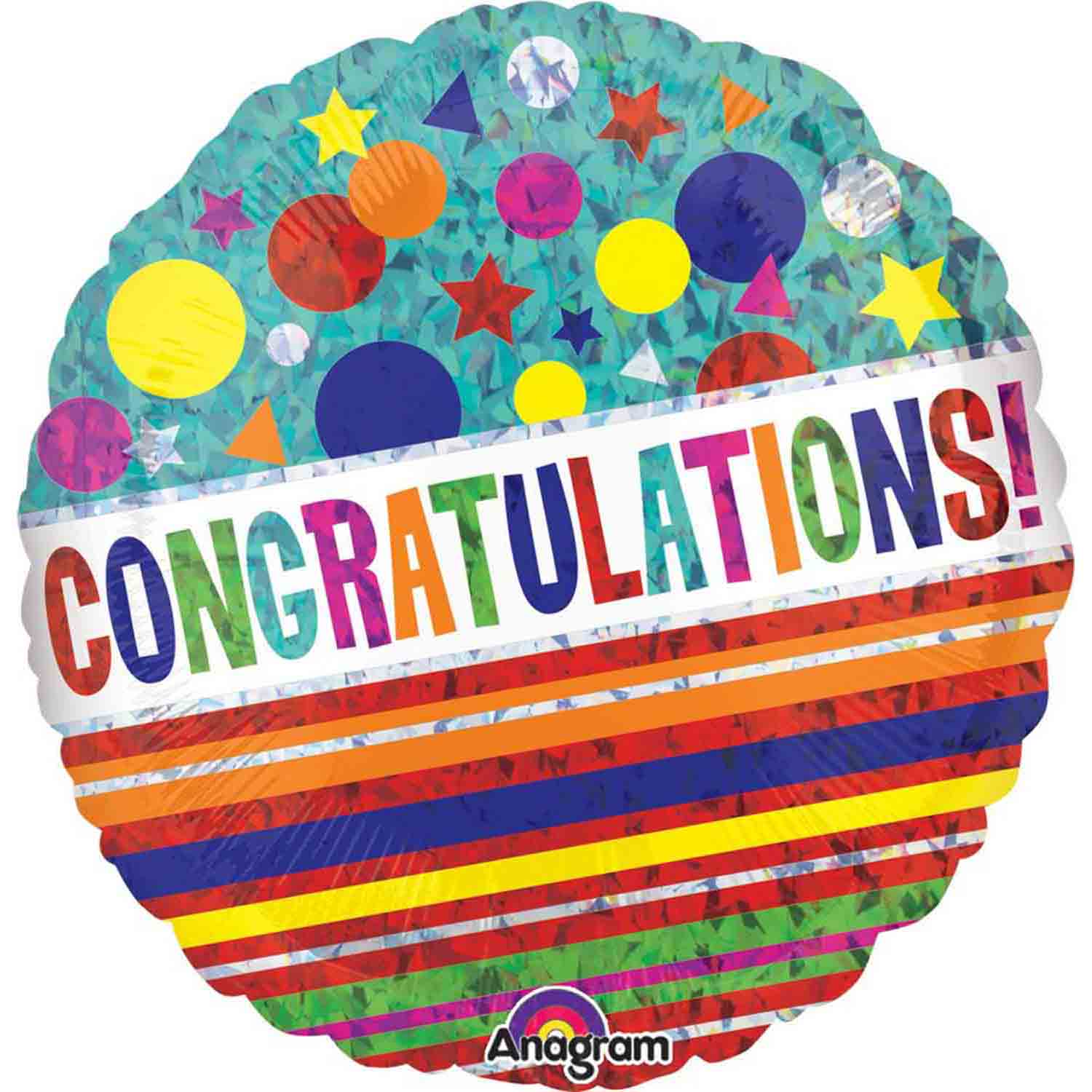 45cm Standard Holographic Congratulations Sparkle Balloon - Party Decorations for Birthdays, Graduation, Anniversary & Special Events
