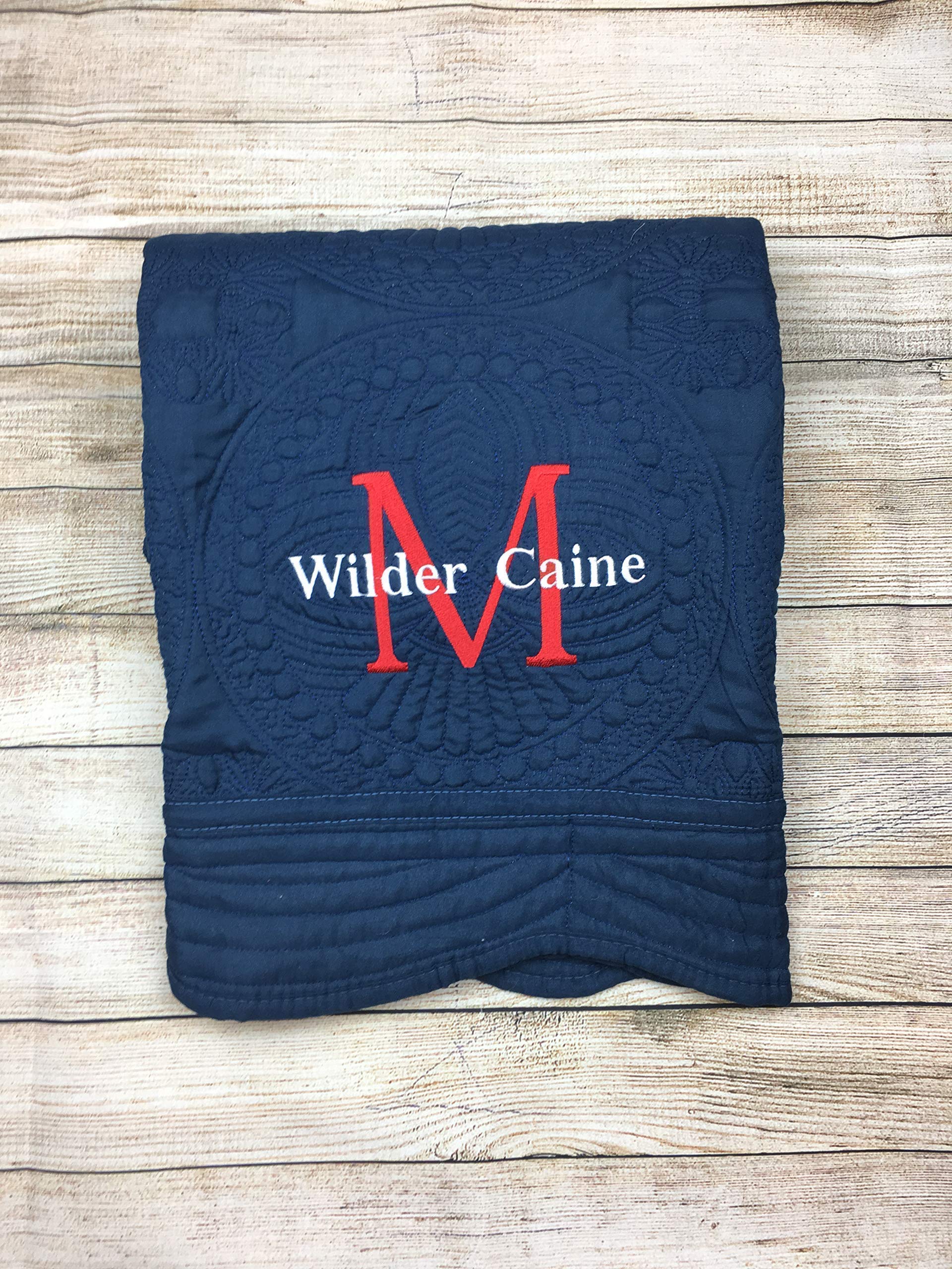 Personalized Monogrammed Baby Quilt Blankets for Boys & Girls - Soft Embroidered Crib Size Blanket - Perfect Baby Shower Gift, Nursery Decor & Toddler Comfort Blanket for Daycare, Travel & Snuggling
